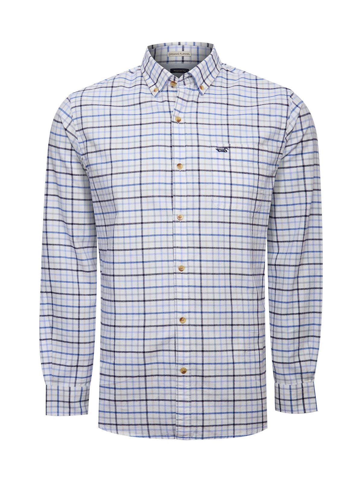 Camisa Algodón Orgánico Hombre Viyella Celeste Cuadrillé Rockford