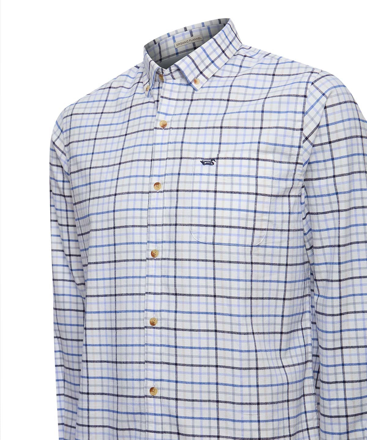 Camisa Algodón Orgánico Hombre Viyella Celeste Cuadrillé Rockford