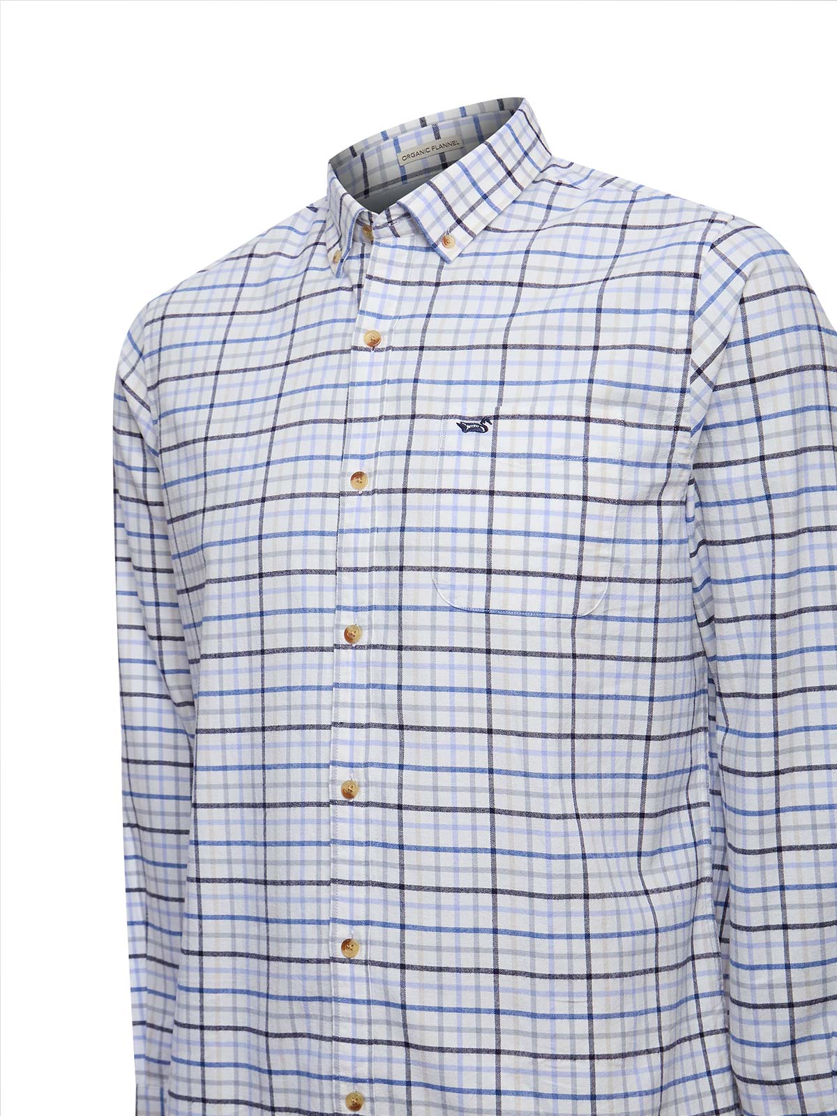 Camisa Algodón Orgánico Hombre Viyella Celeste Cuadrillé Rockford