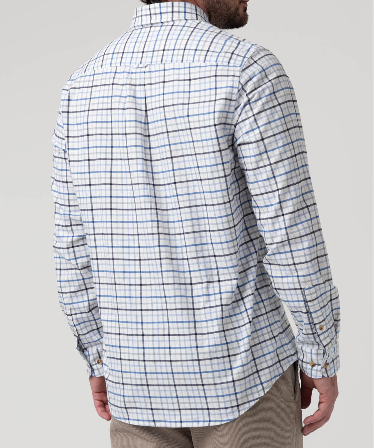 Camisa Algodón Orgánico Hombre Viyella Celeste Cuadrillé Rockford