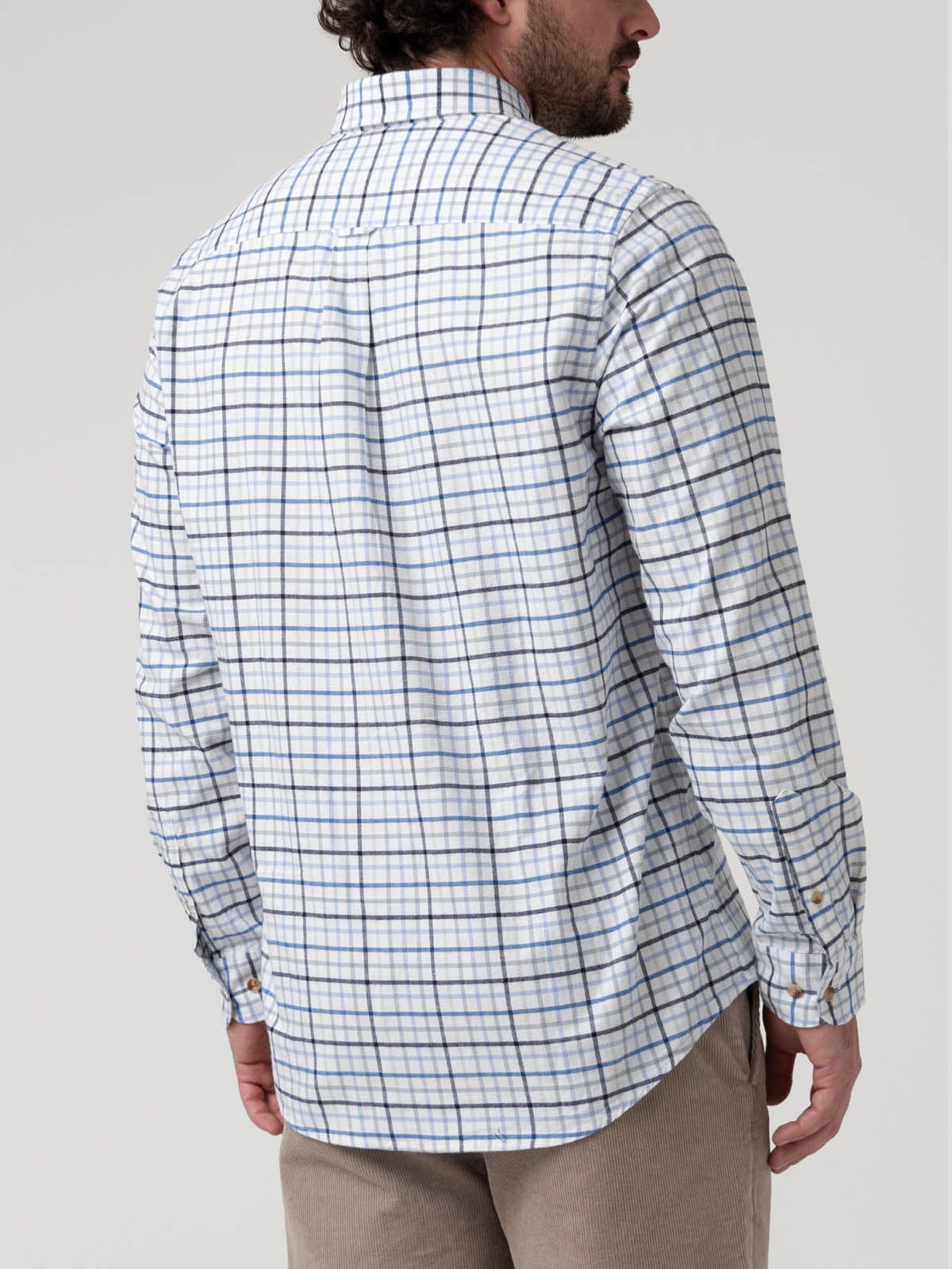 Camisa Algodón Orgánico Hombre Viyella Celeste Cuadrillé Rockford