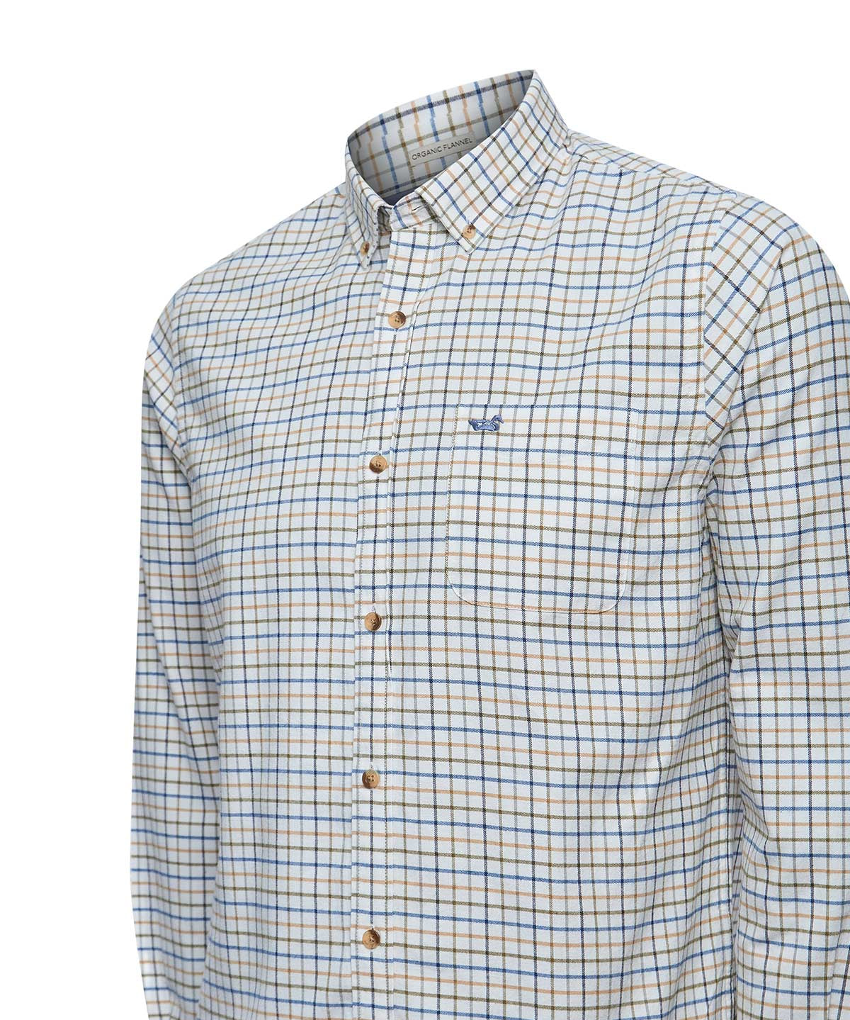 Camisa Algodón Orgánico Hombre Viyella Blanco Cuadrillé Rockford