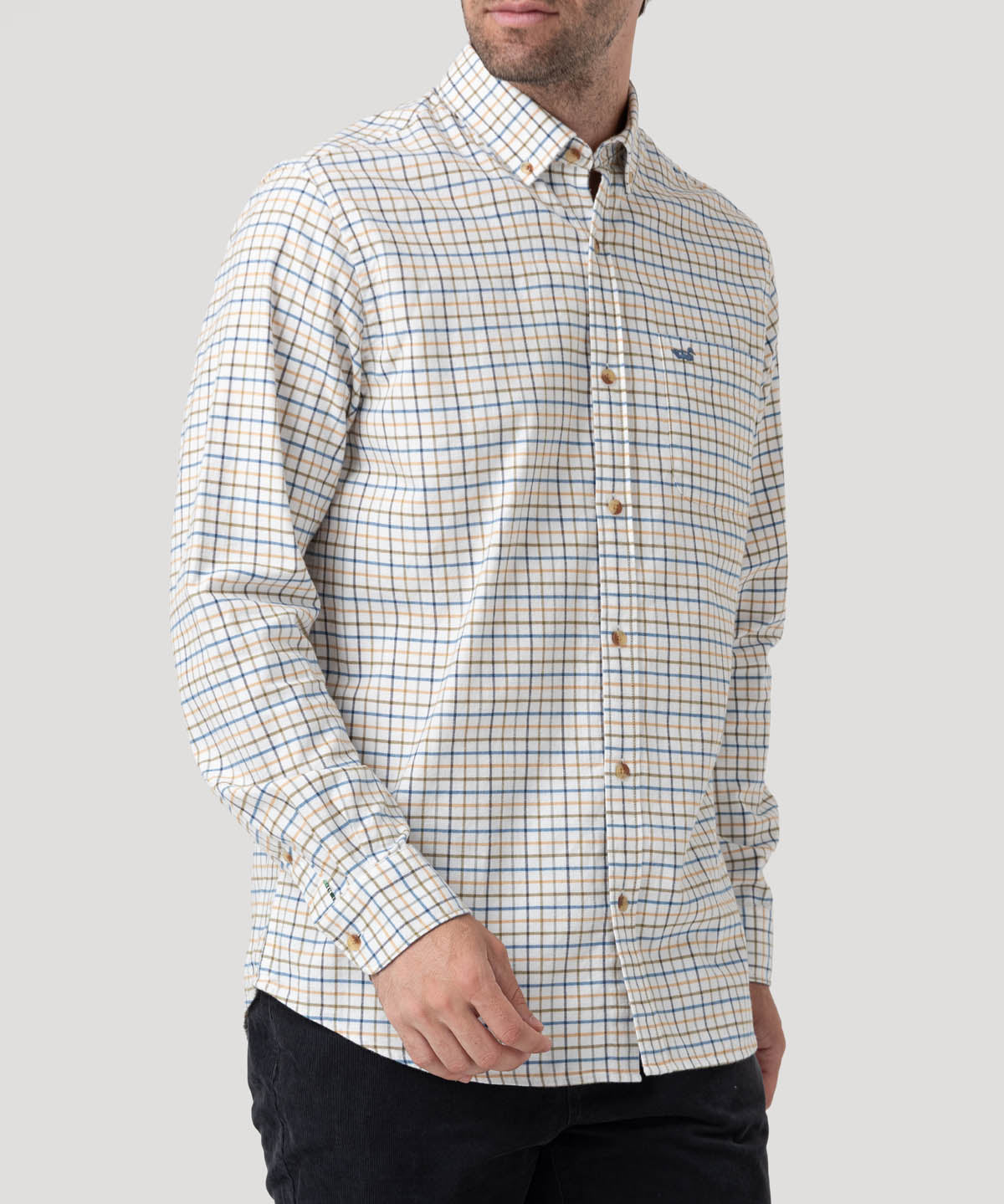 Camisa Algodón Orgánico Hombre Viyella Blanco Cuadrillé Rockford