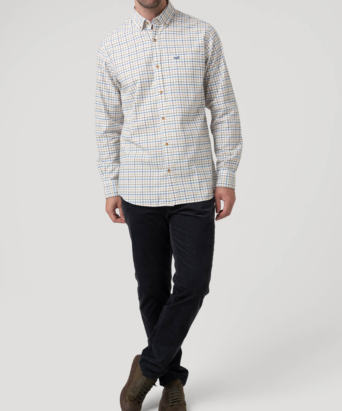 Camisa Algodón Orgánico Hombre Viyella Blanco Cuadrillé Rockford