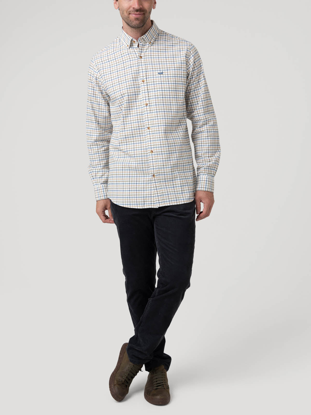 Camisa Algodón Orgánico Hombre Viyella Blanco Cuadrillé Rockford