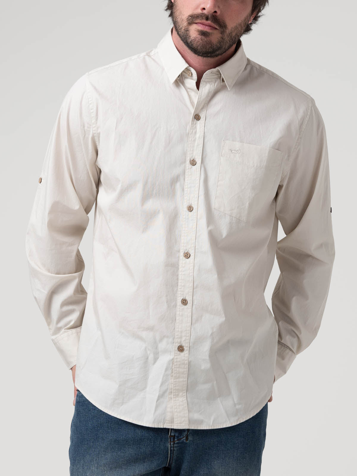 Camisa Algodón Orgánico Hombre Galiton Blanco Rockford