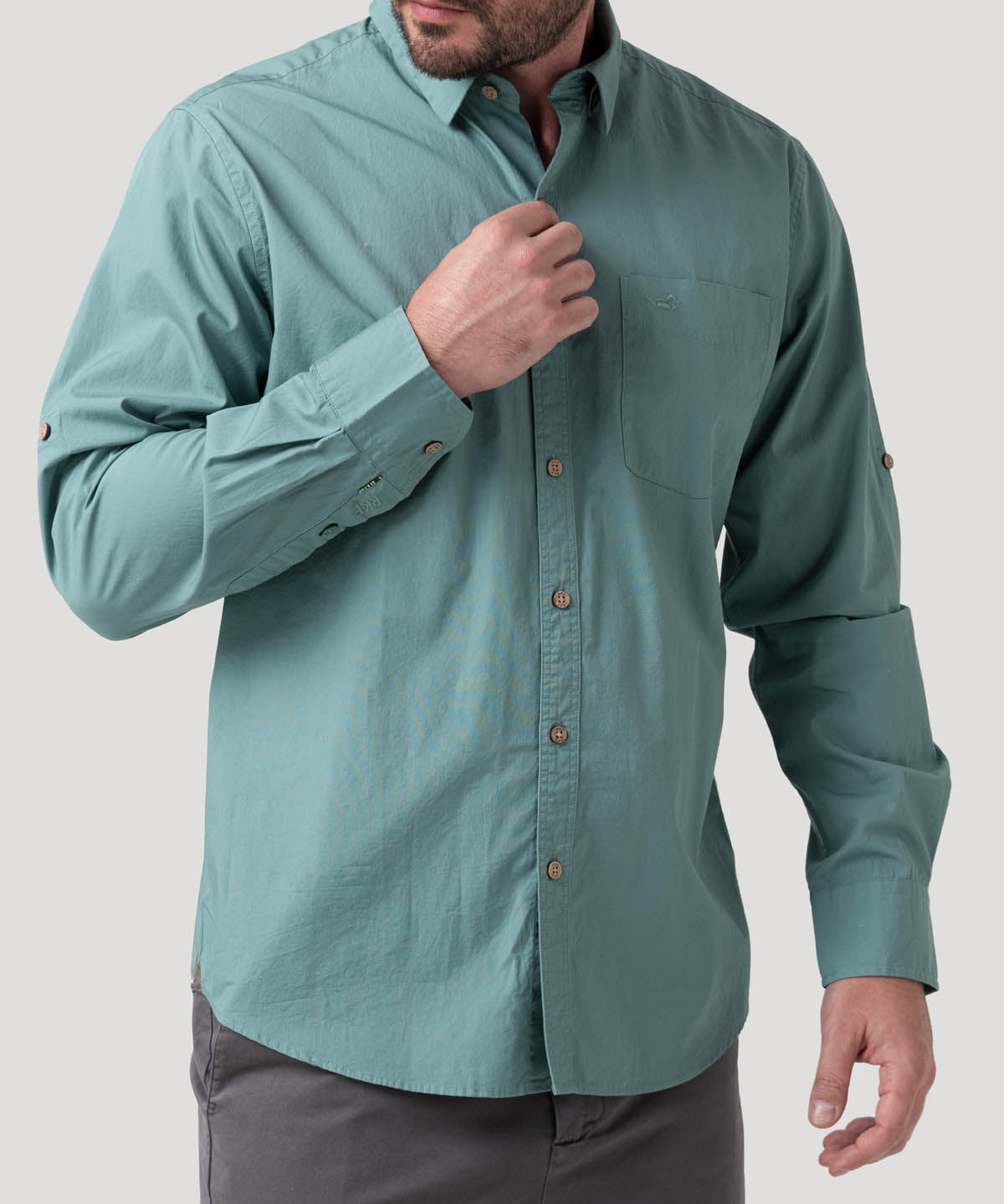 Camisa Algodón Orgánico Hombre Galiton Azul Rockford