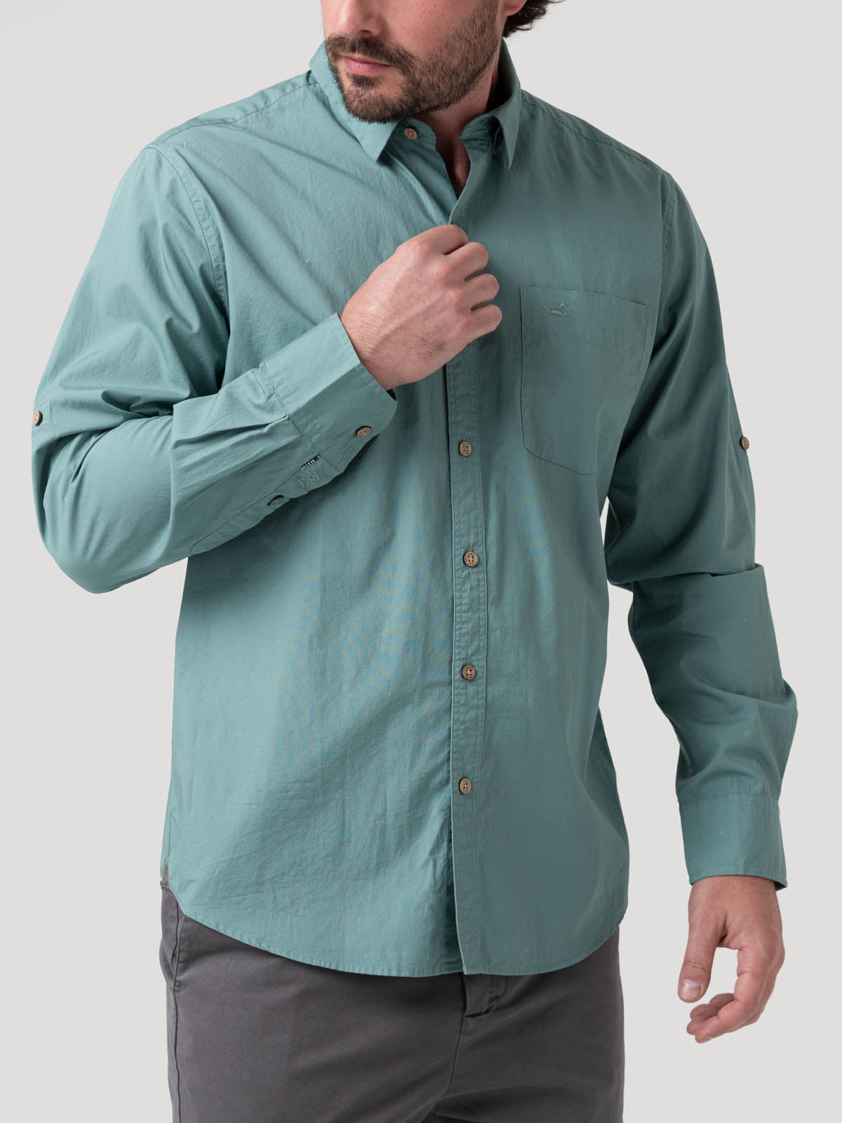 Camisa Algodón Orgánico Hombre Galiton Azul Rockford