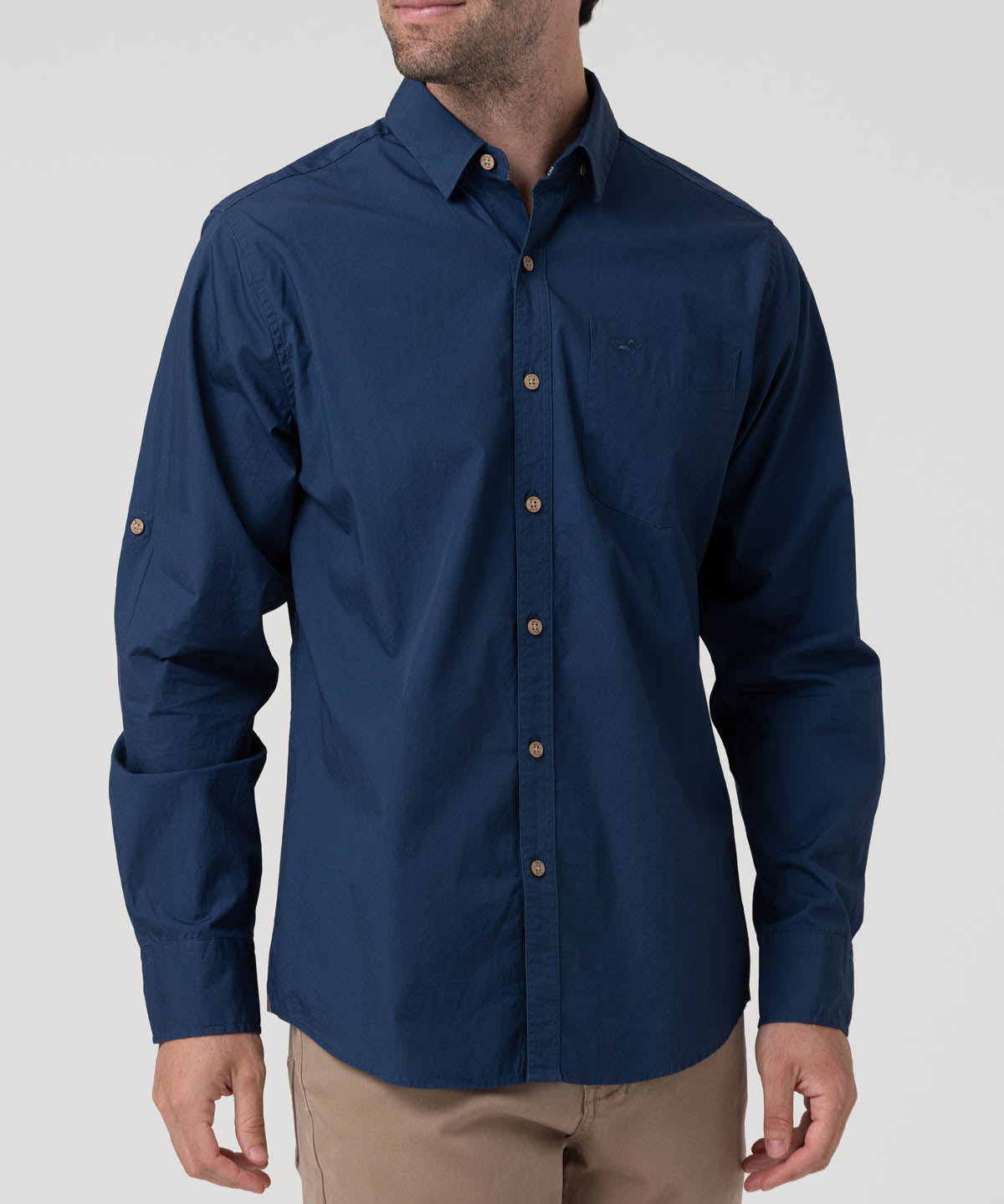 Camisa Algodón Orgánico Hombre Galiton Azul Rockford