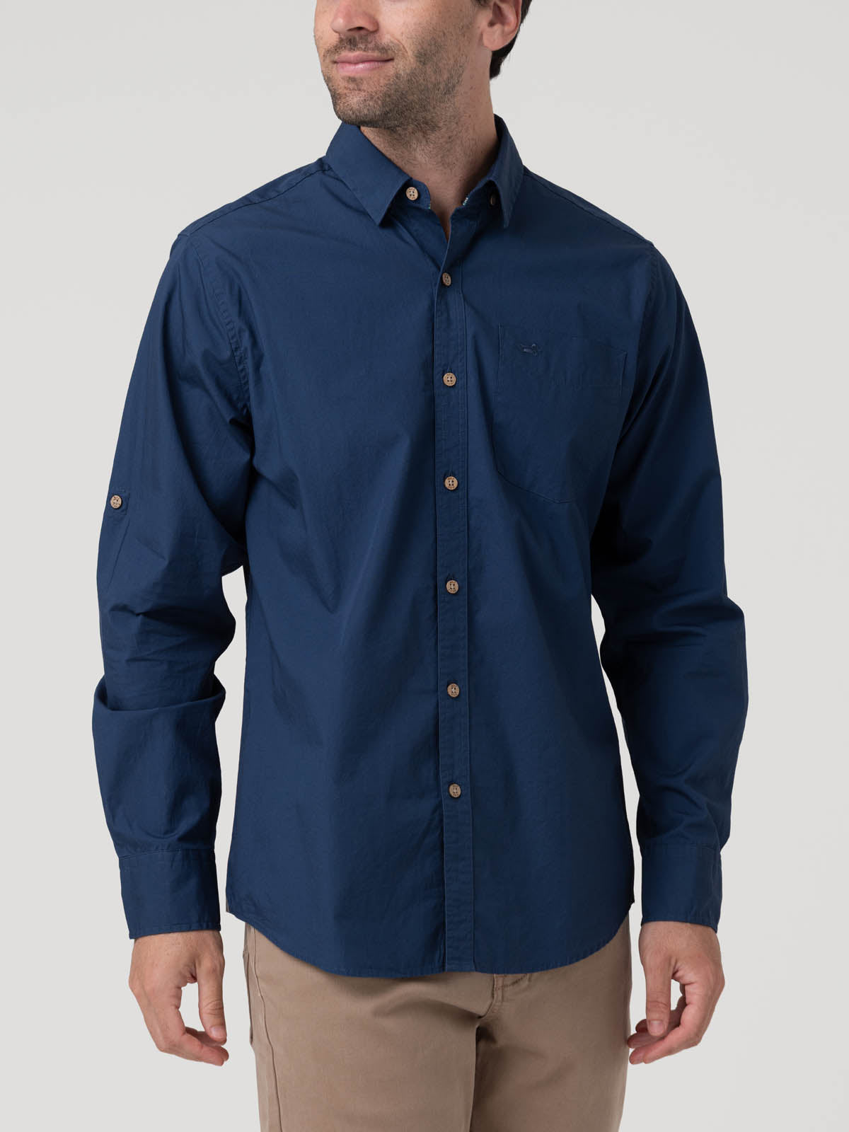 Camisa Algodón Orgánico Hombre Galiton Azul Rockford