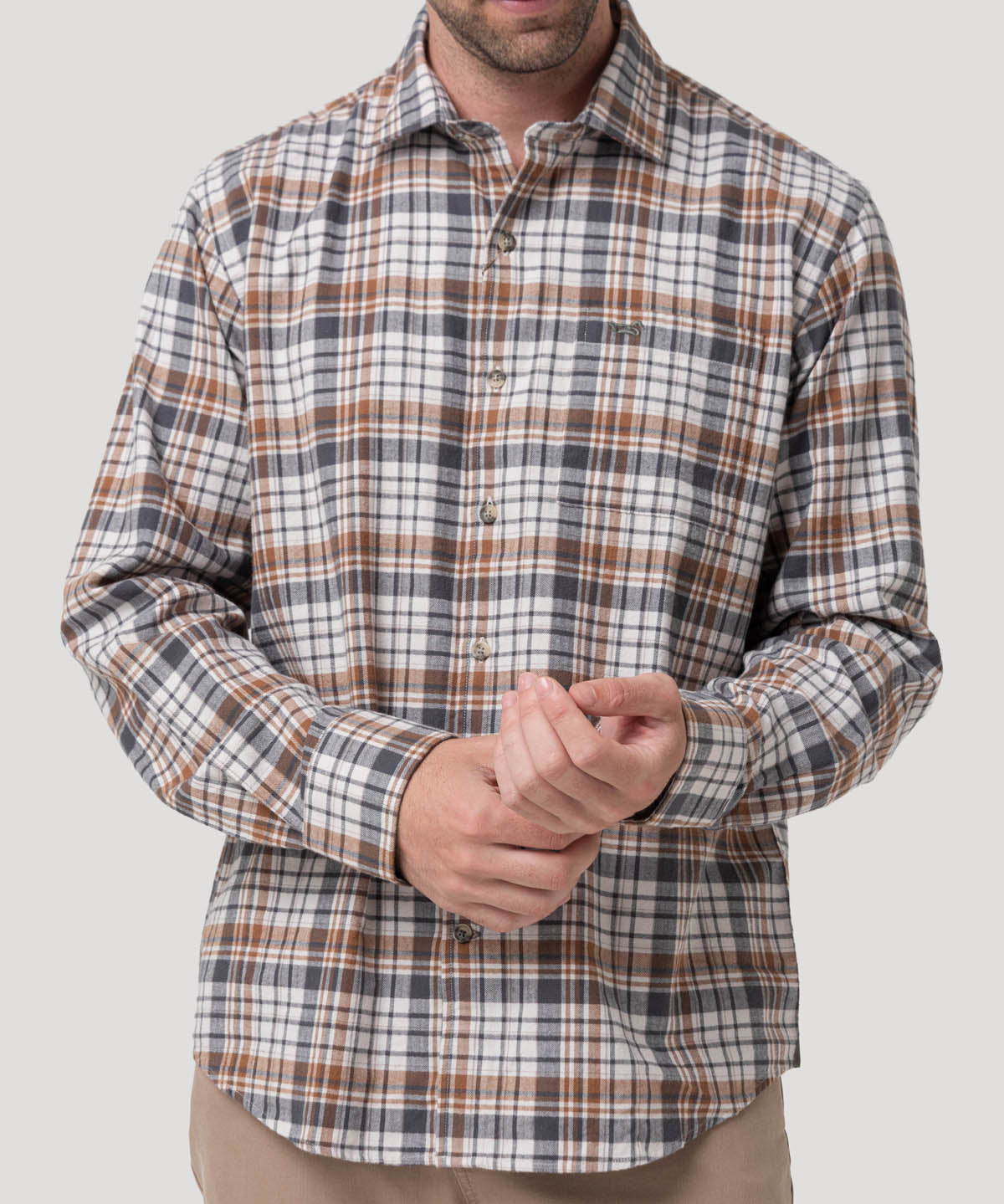 Camisa Algodón Orgánico Hombre Flannel Azul Rockford