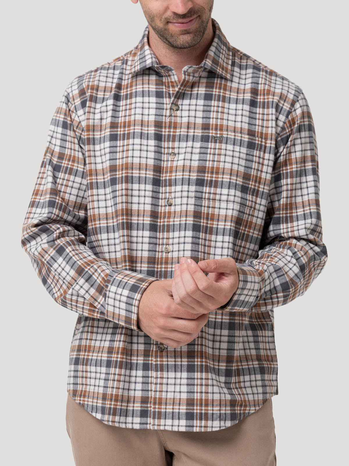 Camisa Algodón Orgánico Hombre Flannel Azul Rockford