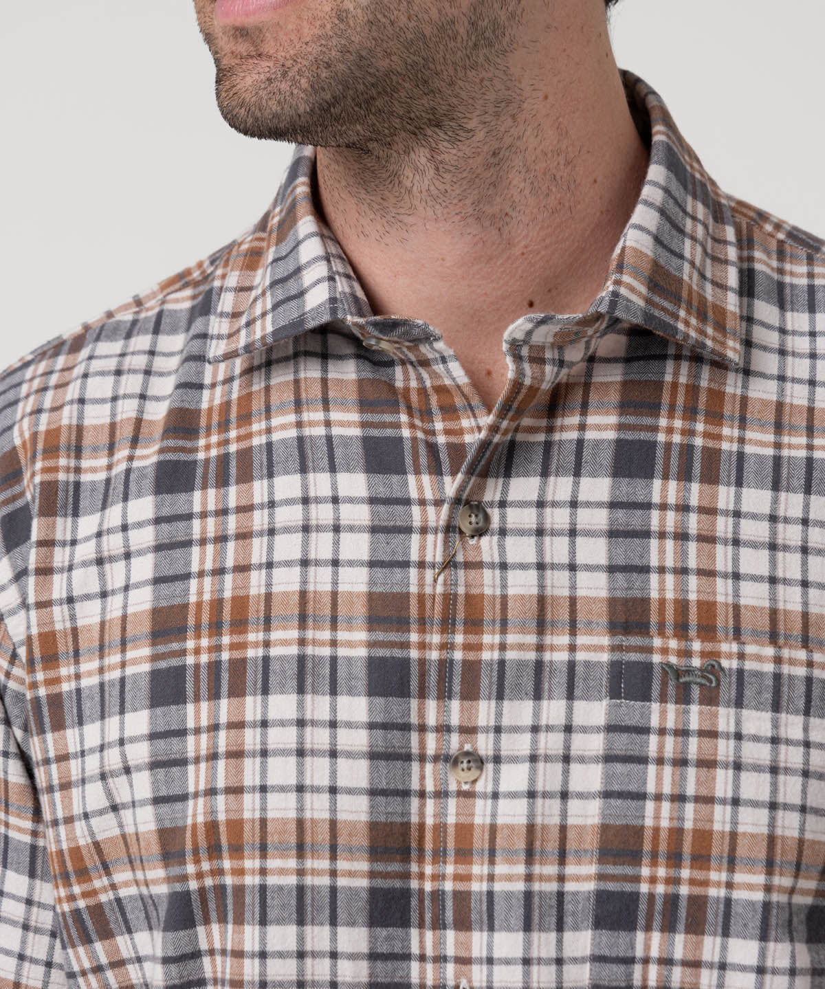 Camisa Algodón Orgánico Hombre Flannel Azul Rockford