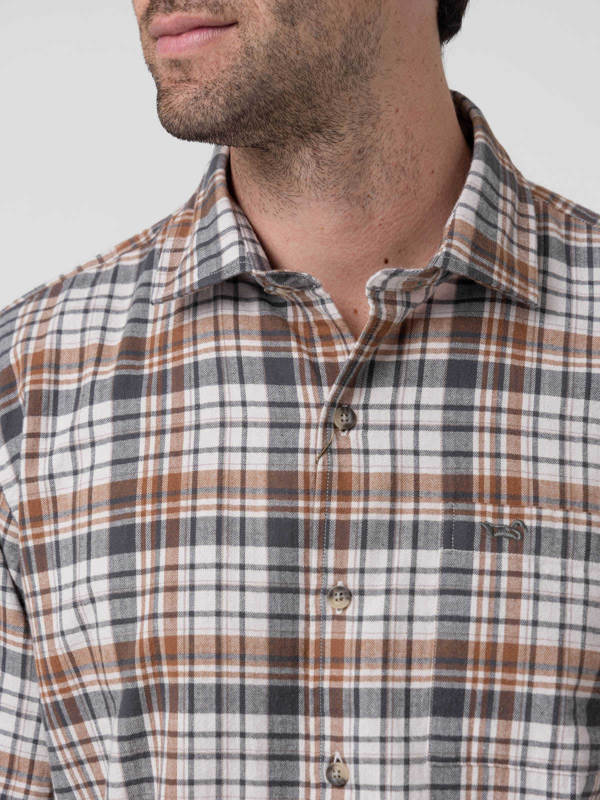 Camisa Algodón Orgánico Hombre Flannel Azul Rockford