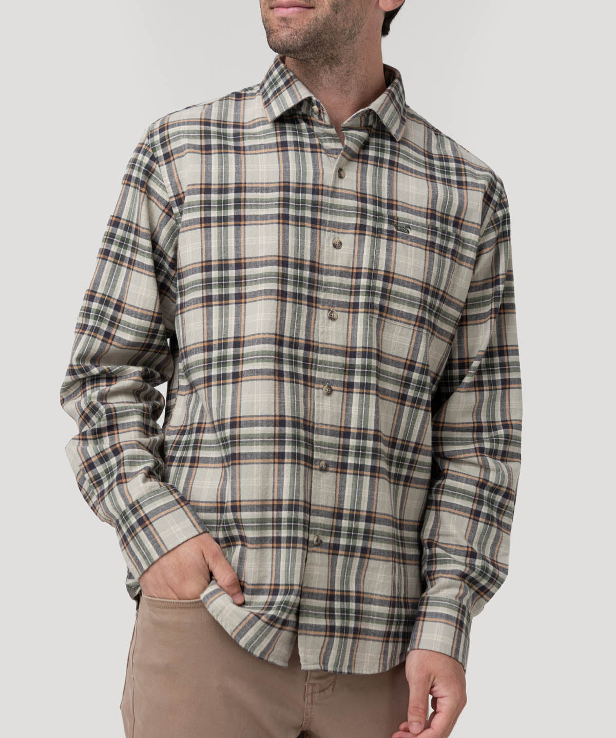 Camisa Algodón Orgánico Hombre Flannel Azul Rockford