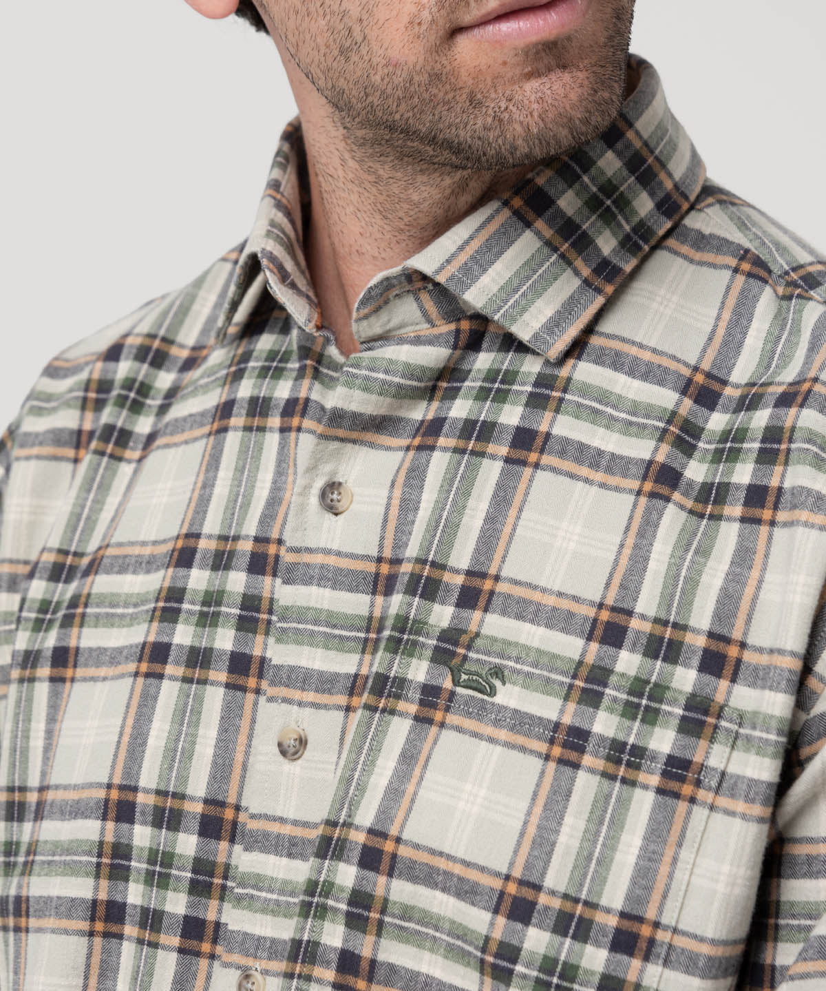 Camisa Algodón Orgánico Hombre Flannel Azul Rockford