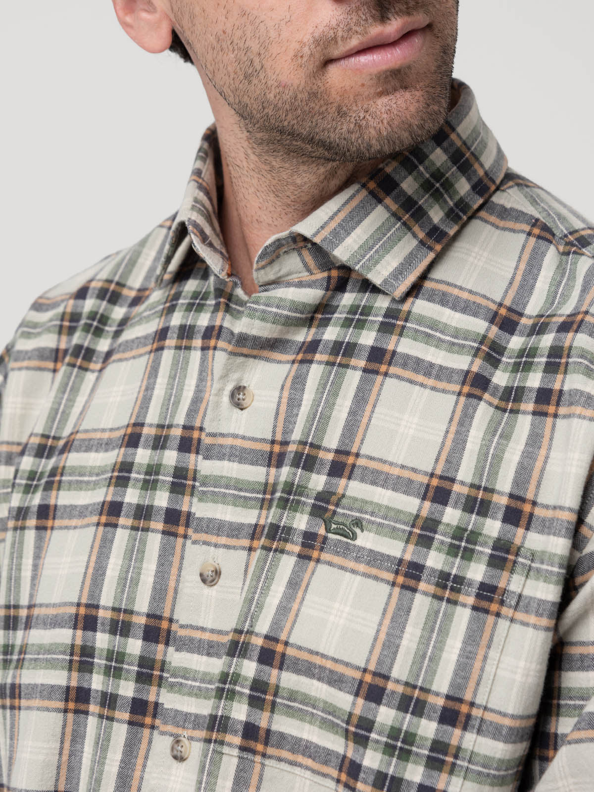 Camisa Algodón Orgánico Hombre Flannel Azul Rockford