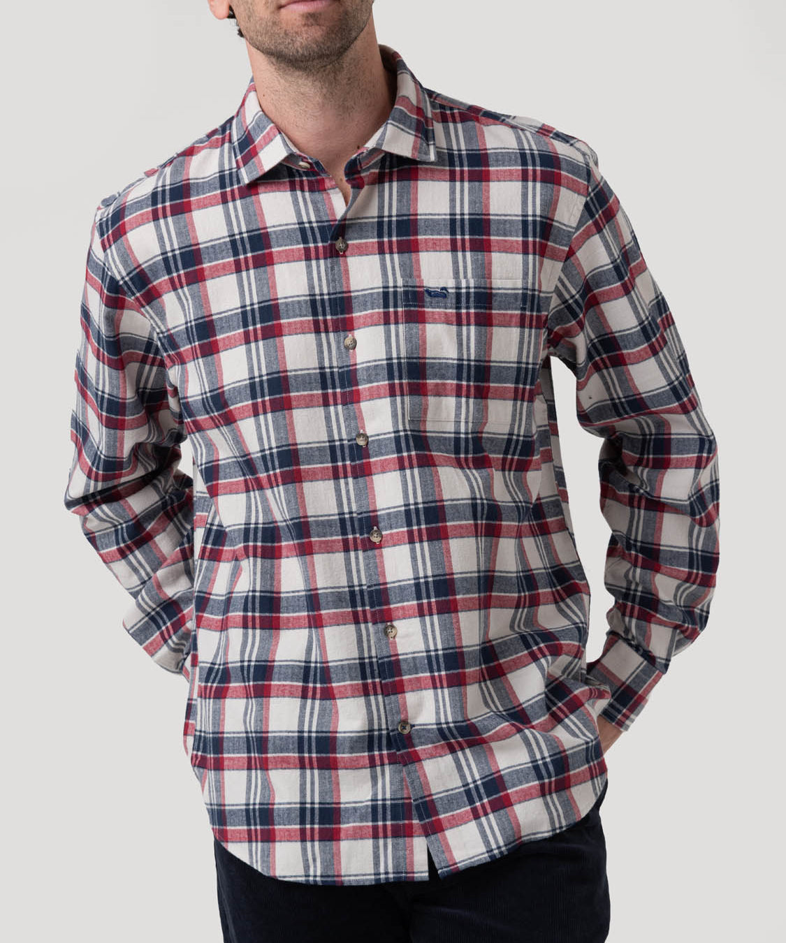 Camisa Algodón Orgánico Hombre Flannel Azul Rockford