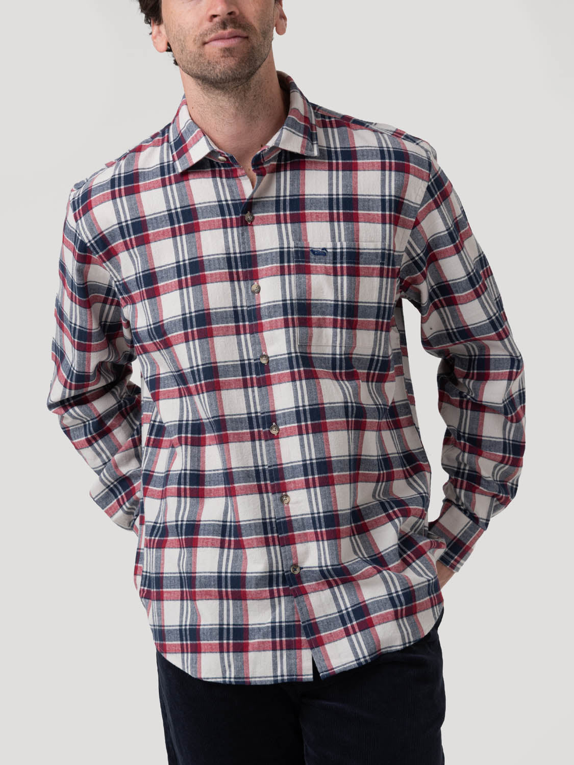 Camisa Algodón Orgánico Hombre Flannel Azul Rockford