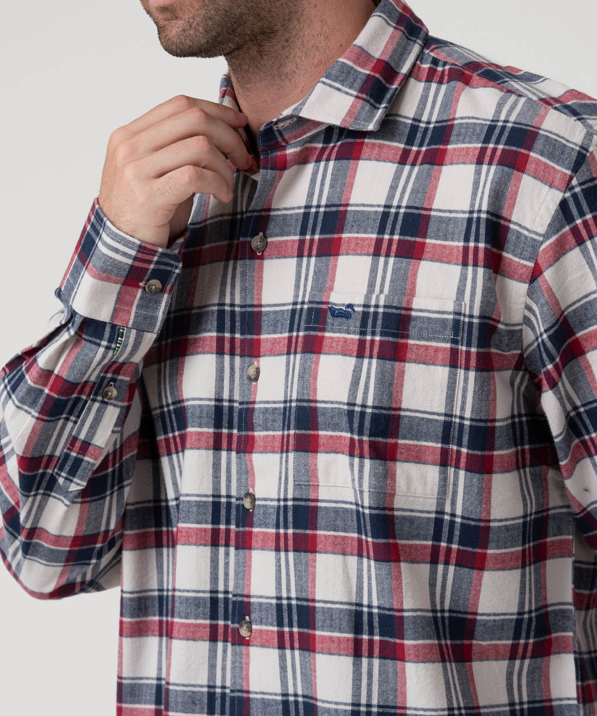 Camisa Algodón Orgánico Hombre Flannel Azul Rockford