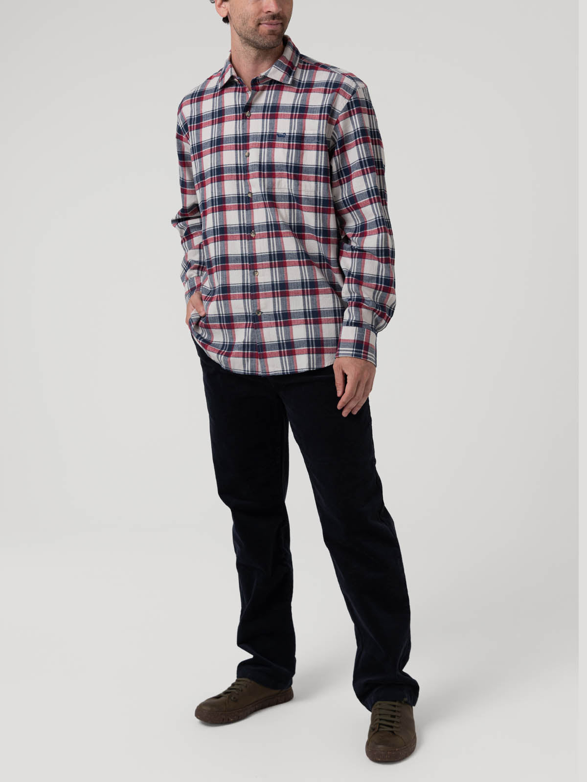 Camisa Algodón Orgánico Hombre Flannel Azul Rockford