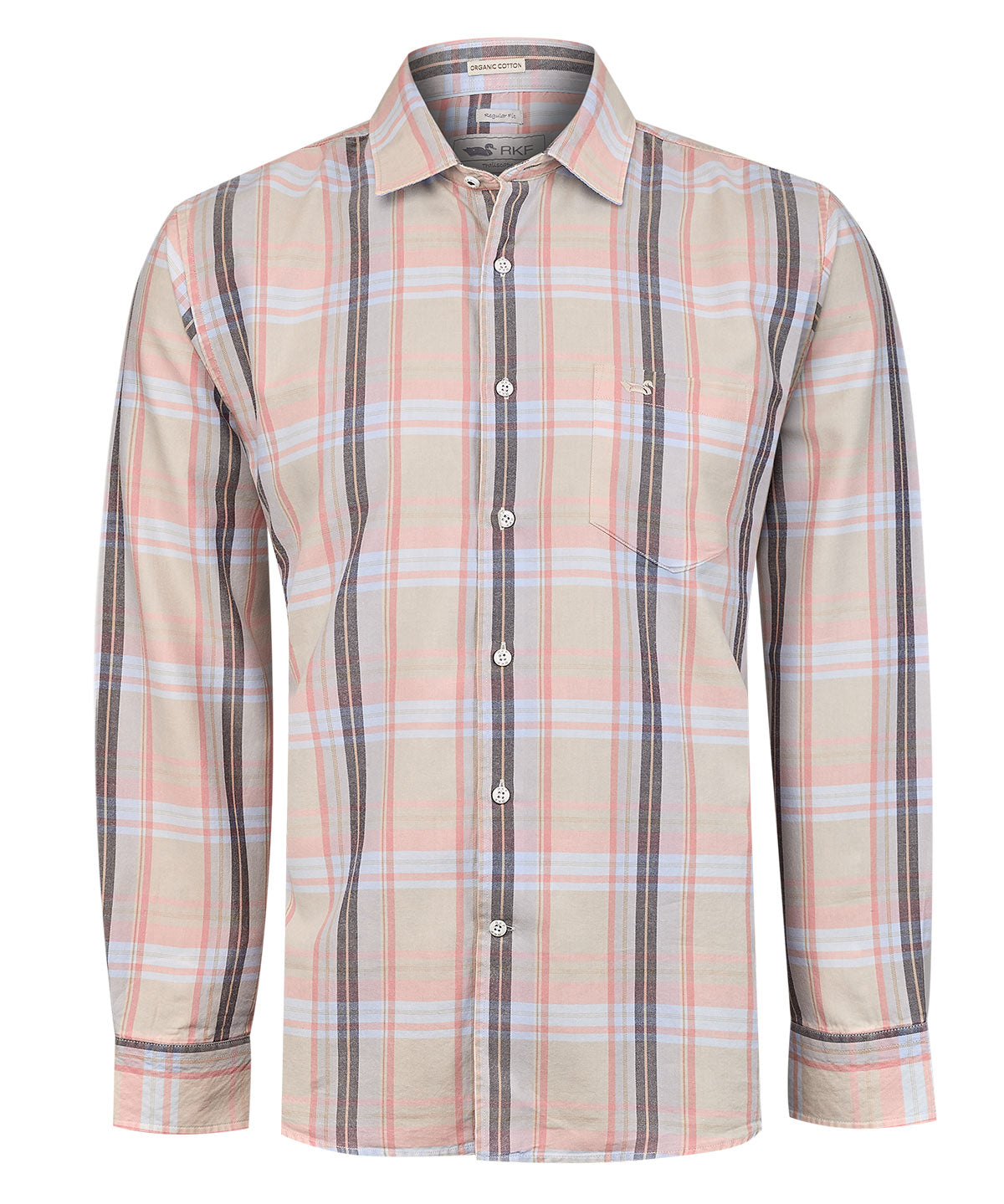 Camisa Algodón Orgánico Hombre Arbed Beige Cuadrillé Rockford