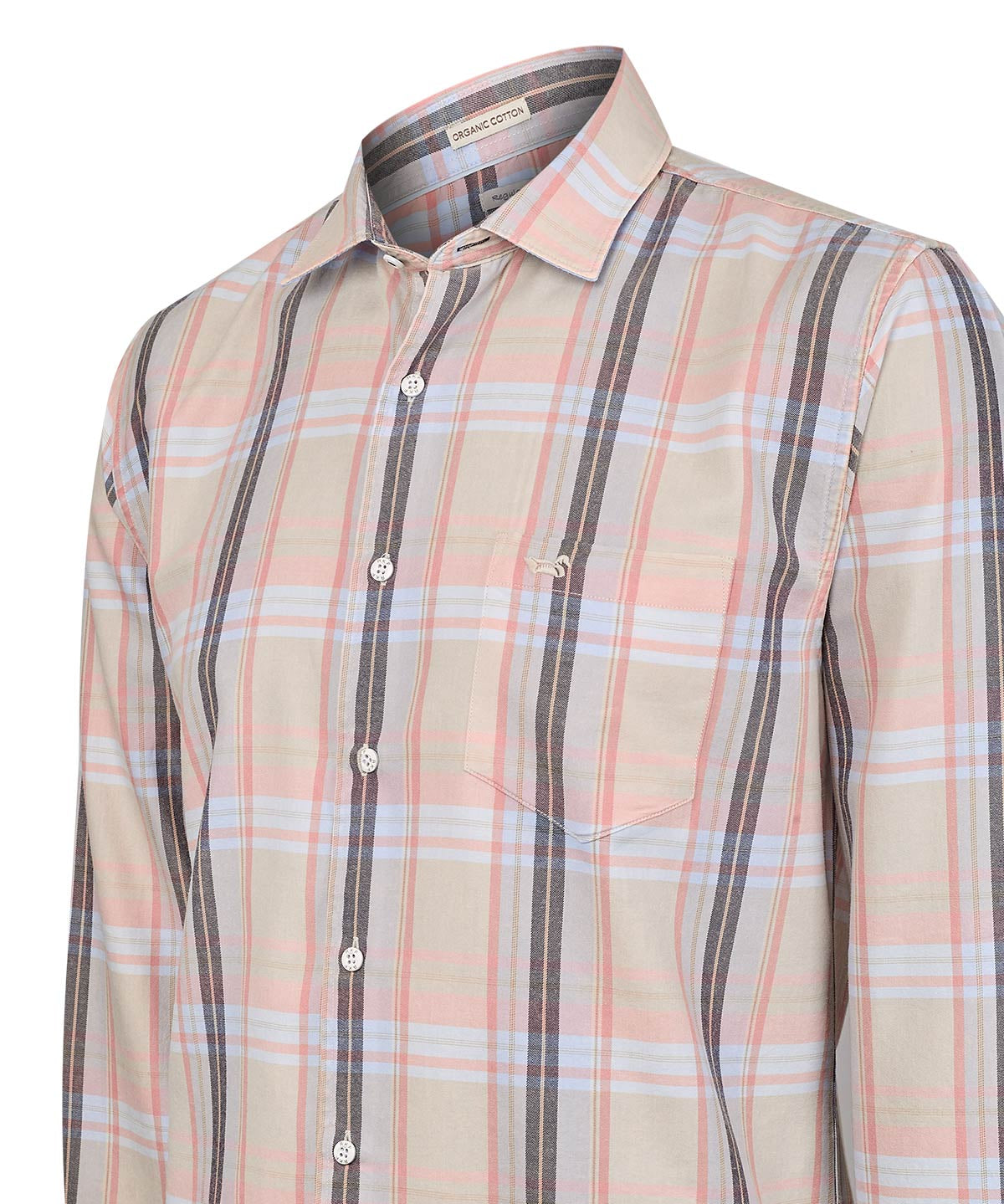 Camisa Algodón Orgánico Hombre Arbed Beige Cuadrillé Rockford