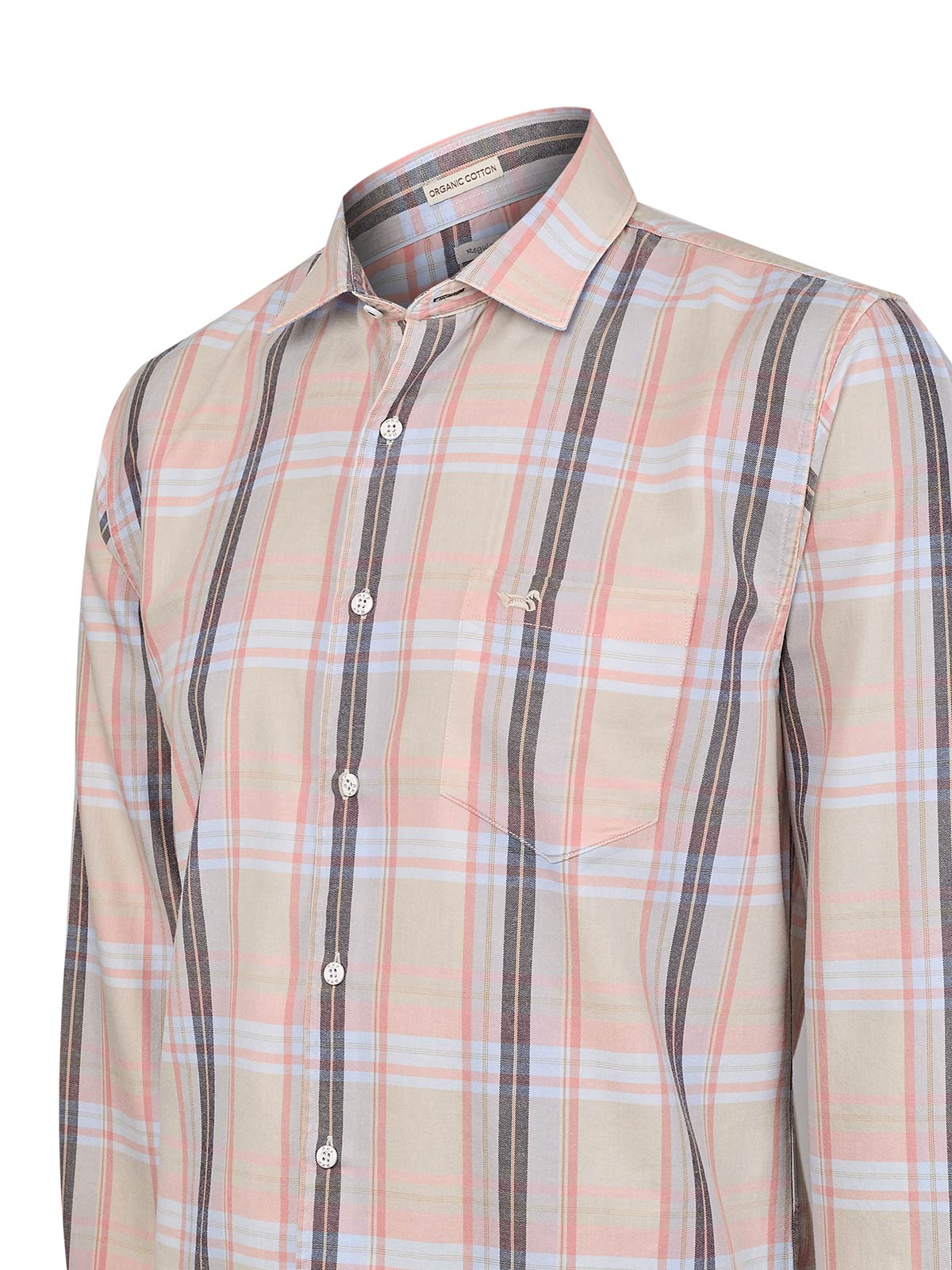 Camisa Algodón Orgánico Hombre Arbed Beige Cuadrillé Rockford