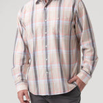 Camisa Algodón Orgánico Hombre Arbed Beige Cuadrillé Rockford
