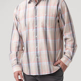 Camisa Algodón Orgánico Hombre Arbed Beige Cuadrillé Rockford