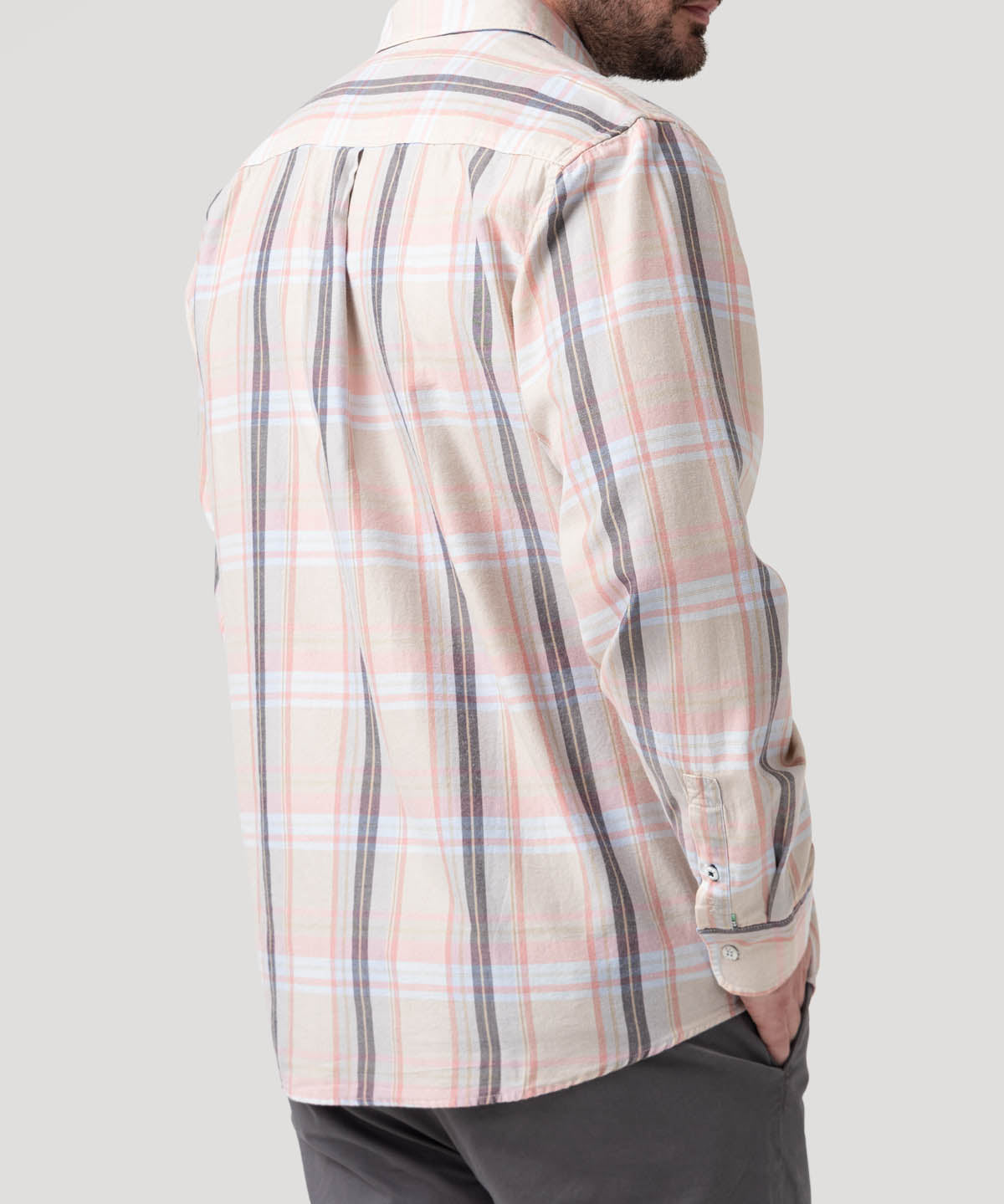 Camisa Algodón Orgánico Hombre Arbed Beige Cuadrillé Rockford
