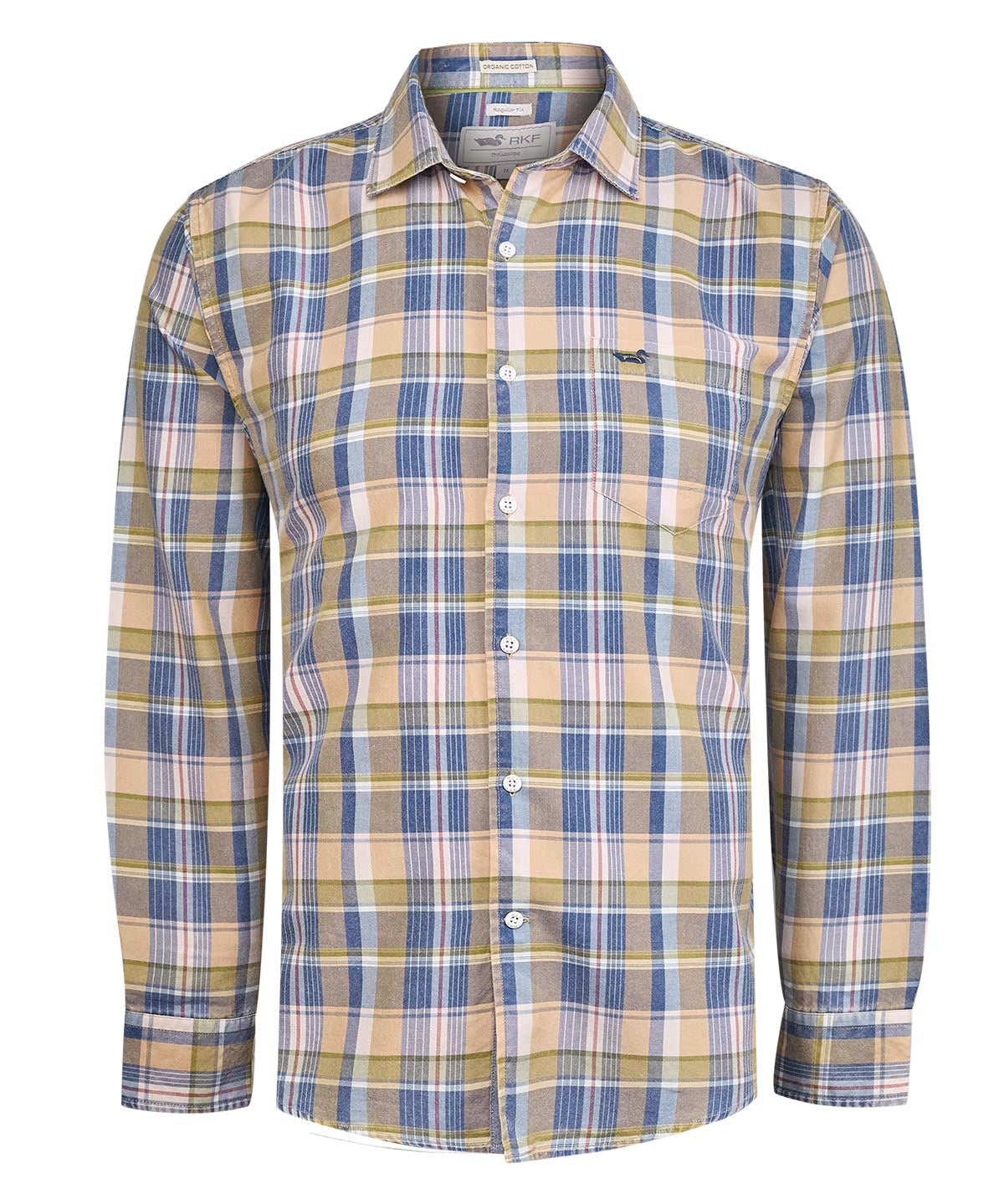 Camisa Algodón Orgánico Hombre Arbed Azul Cuadrillé Rockford