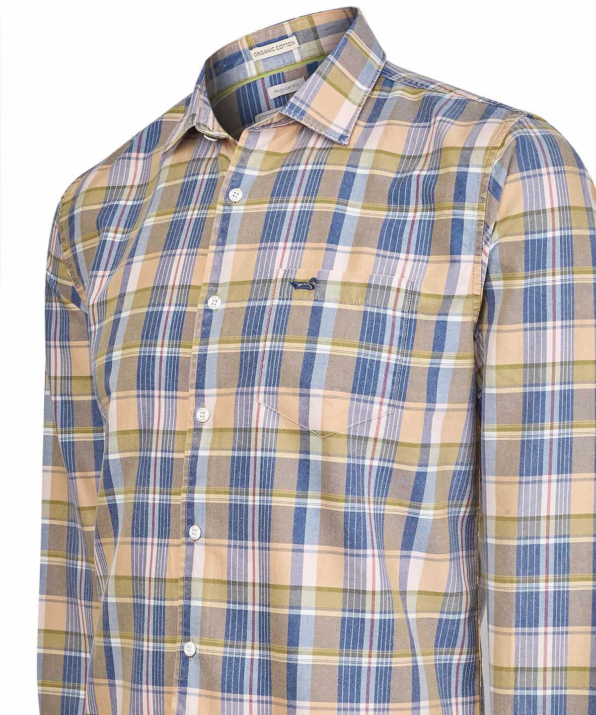 Camisa Algodón Orgánico Hombre Arbed Azul Cuadrillé Rockford