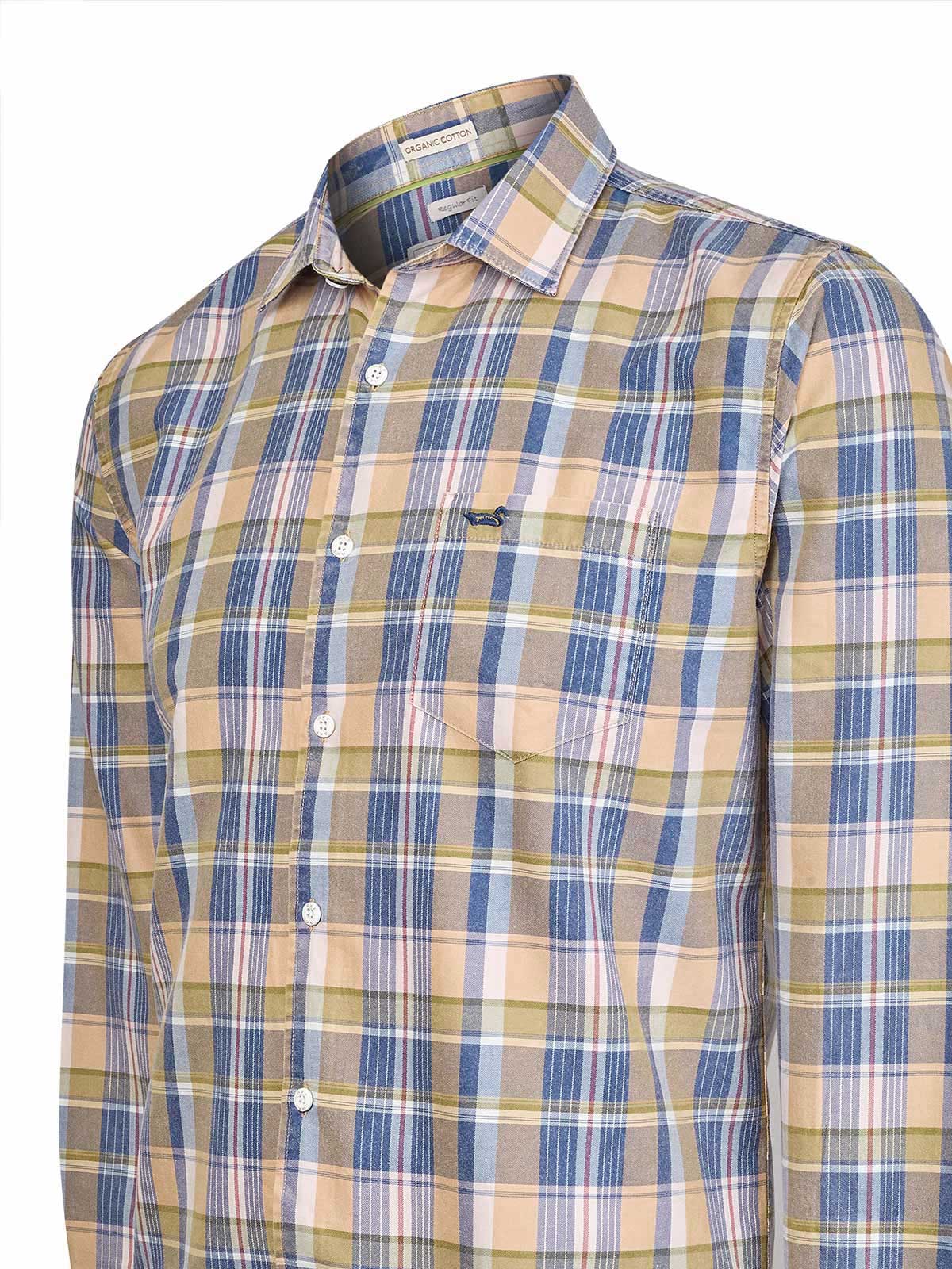Camisa Algodón Orgánico Hombre Arbed Azul Cuadrillé Rockford