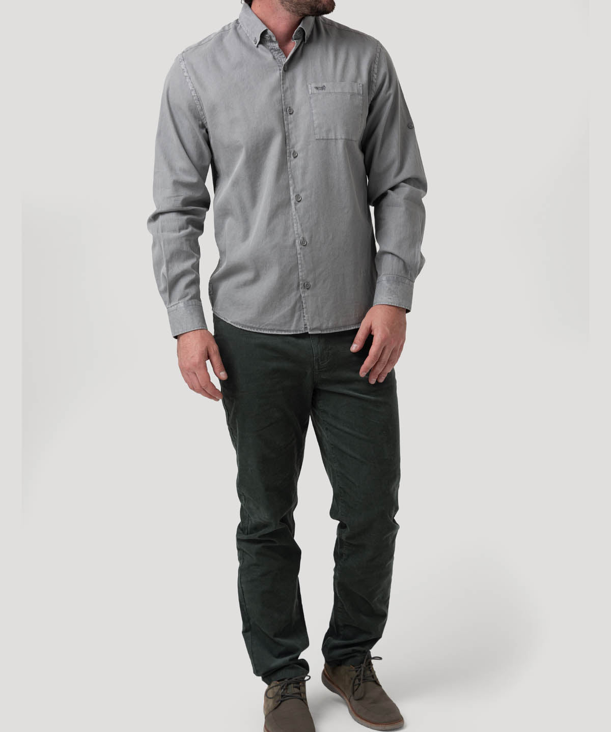 Camisa Algodón Orgánico Hombre Leeds Gris Rockford