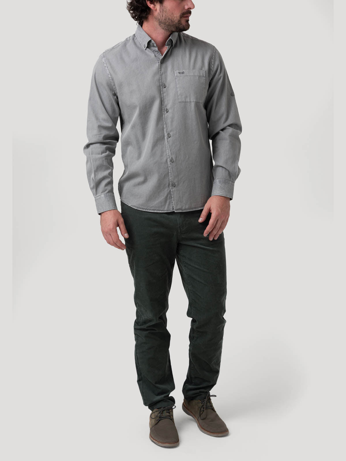 Camisa Algodón Orgánico Hombre Leeds Gris Rockford