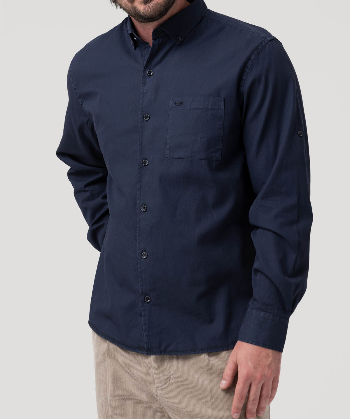 Camisa Algodón Orgánico Hombre Leeds Azul Rockford