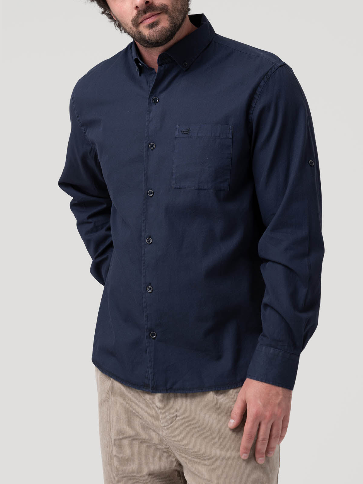 Camisa Algodón Orgánico Hombre Leeds Azul Rockford