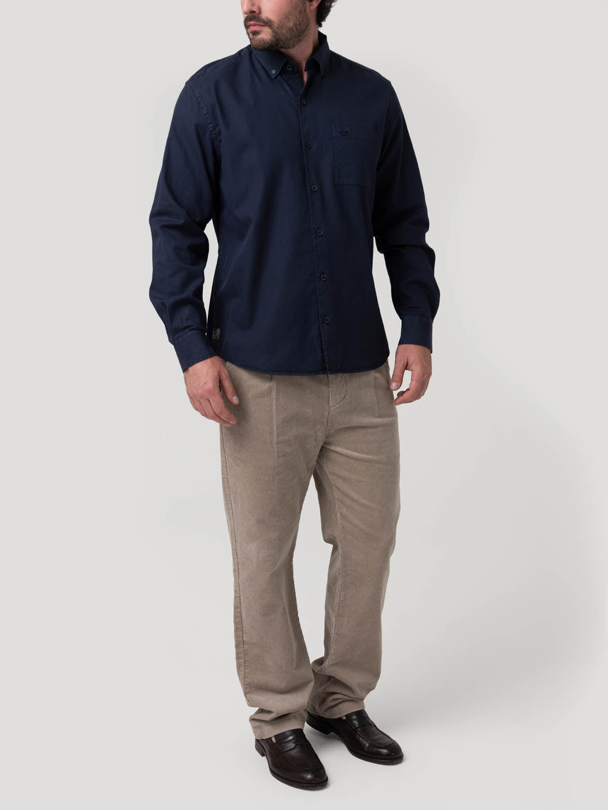 Camisa Algodón Orgánico Hombre Leeds Azul Rockford