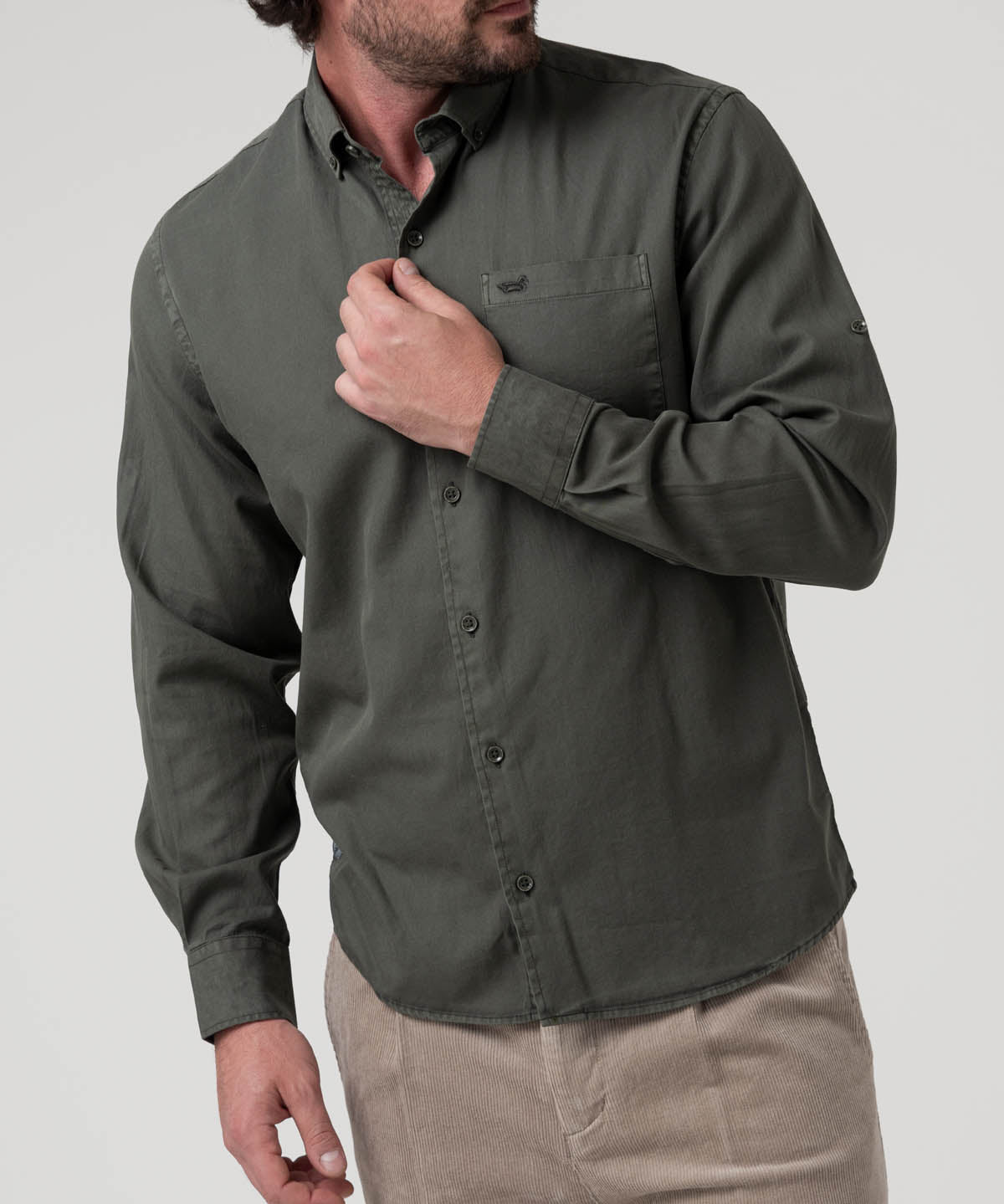 Camisa Algodón Orgánico Hombre Leeds Verde Rockford