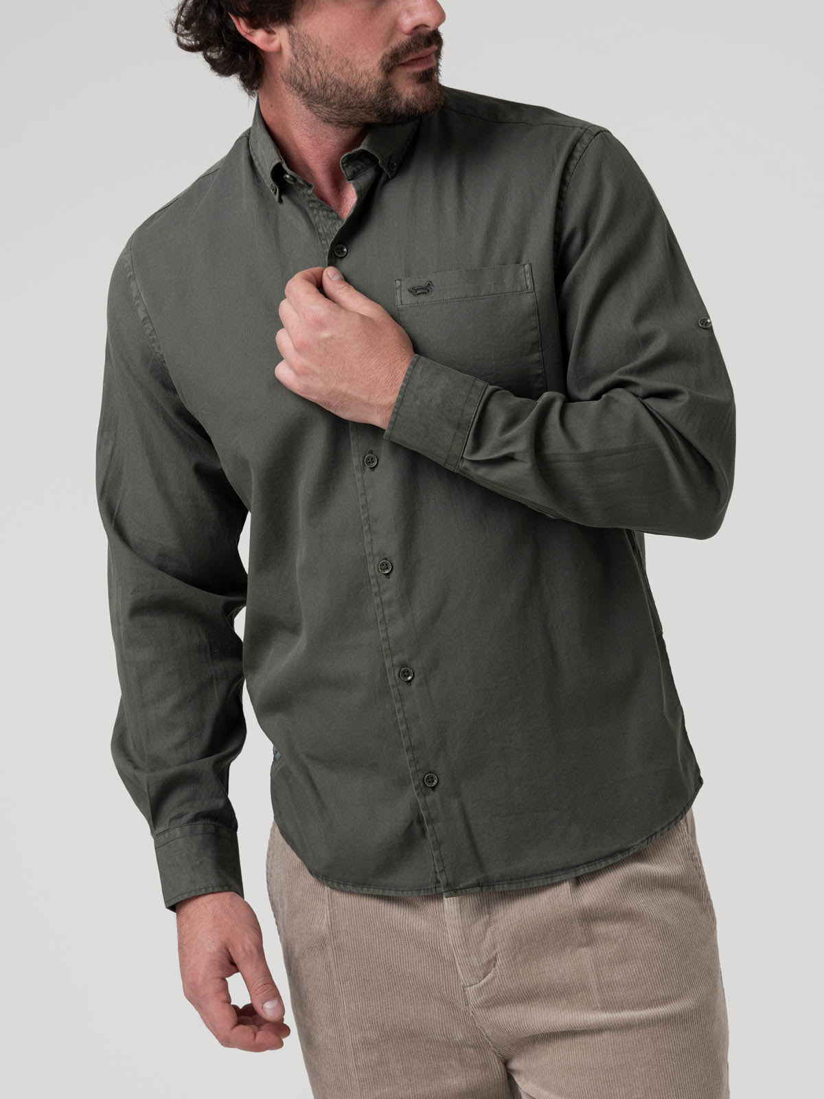 Camisa Algodón Orgánico Hombre Leeds Verde Rockford