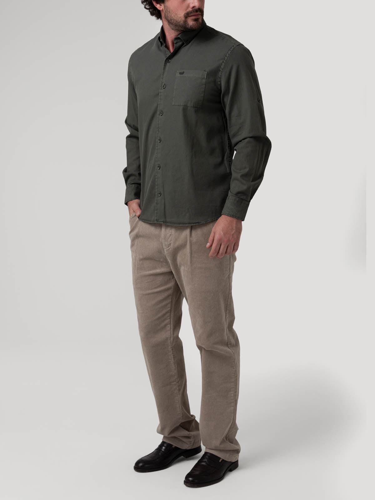Camisa Algodón Orgánico Hombre Leeds Verde Rockford