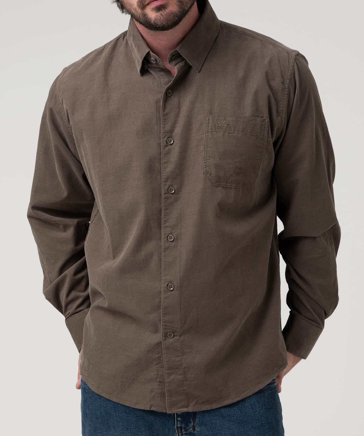 Camisa Algodón Orgánico Hombre Corduroy Café Rockford