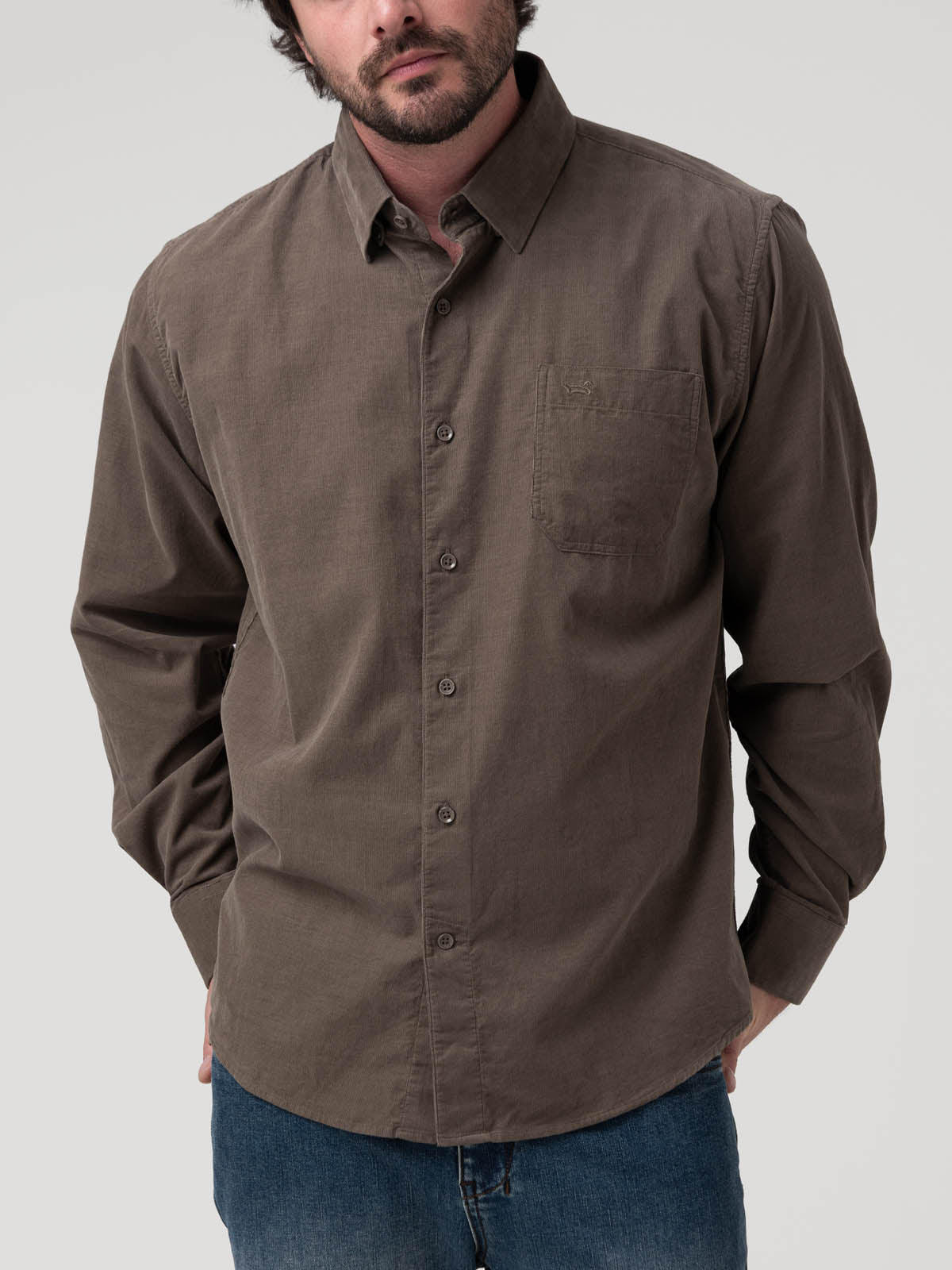 Camisa Algodón Orgánico Hombre Corduroy Café Rockford
