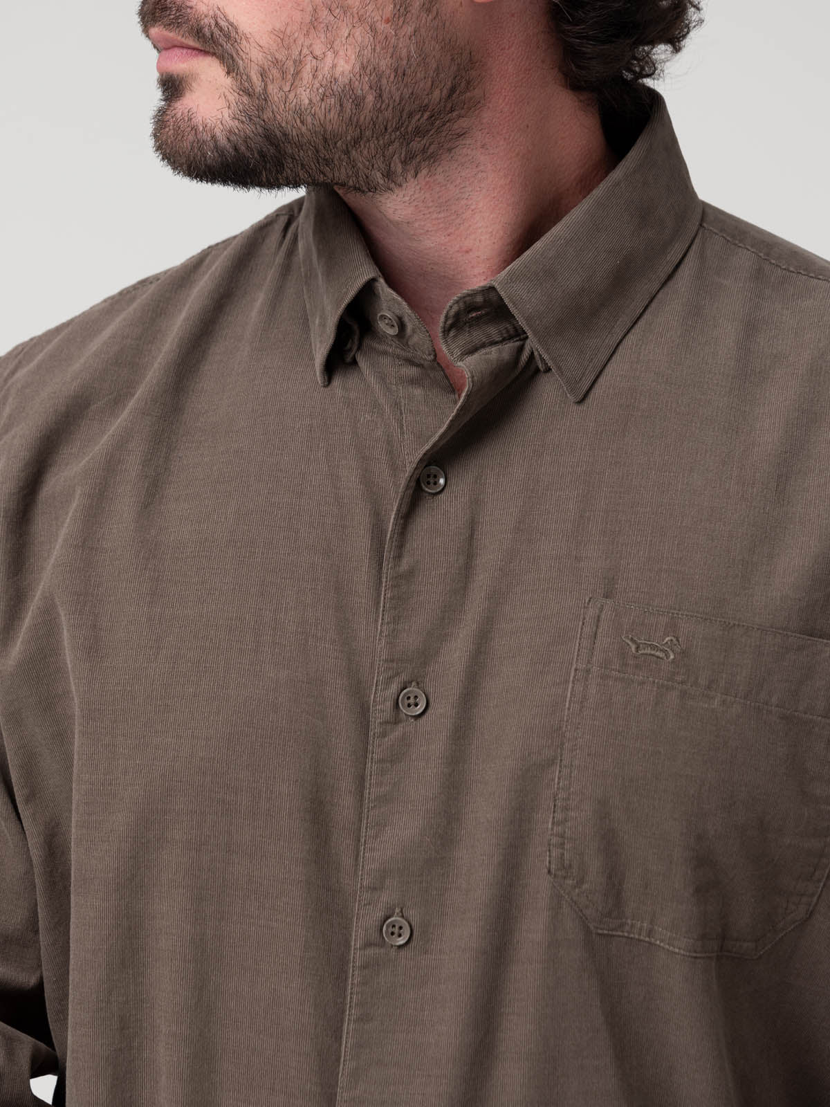 Camisa Algodón Orgánico Hombre Corduroy Café Rockford