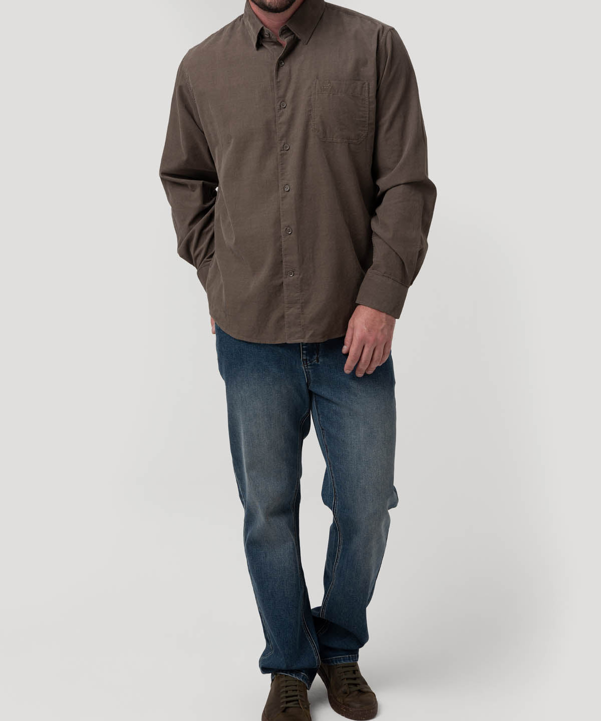 Camisa Algodón Orgánico Hombre Corduroy Café Rockford