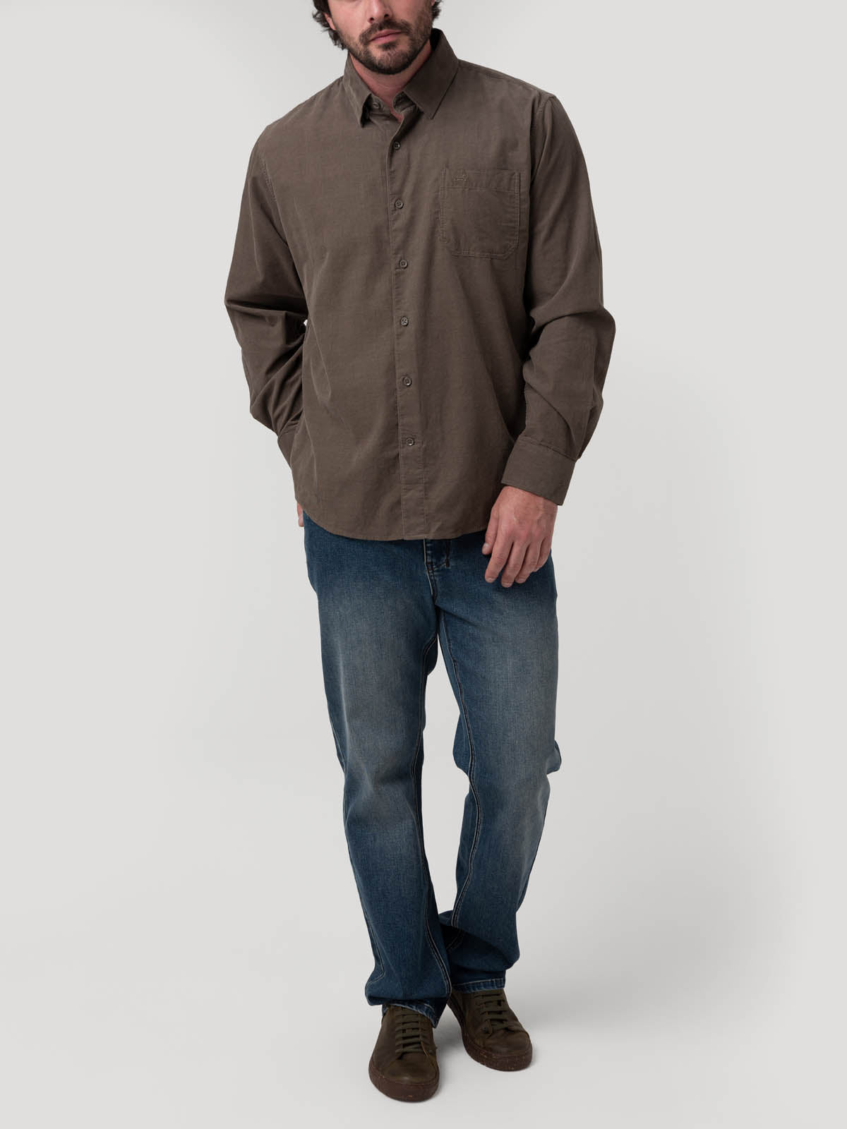 Camisa Algodón Orgánico Hombre Corduroy Café Rockford