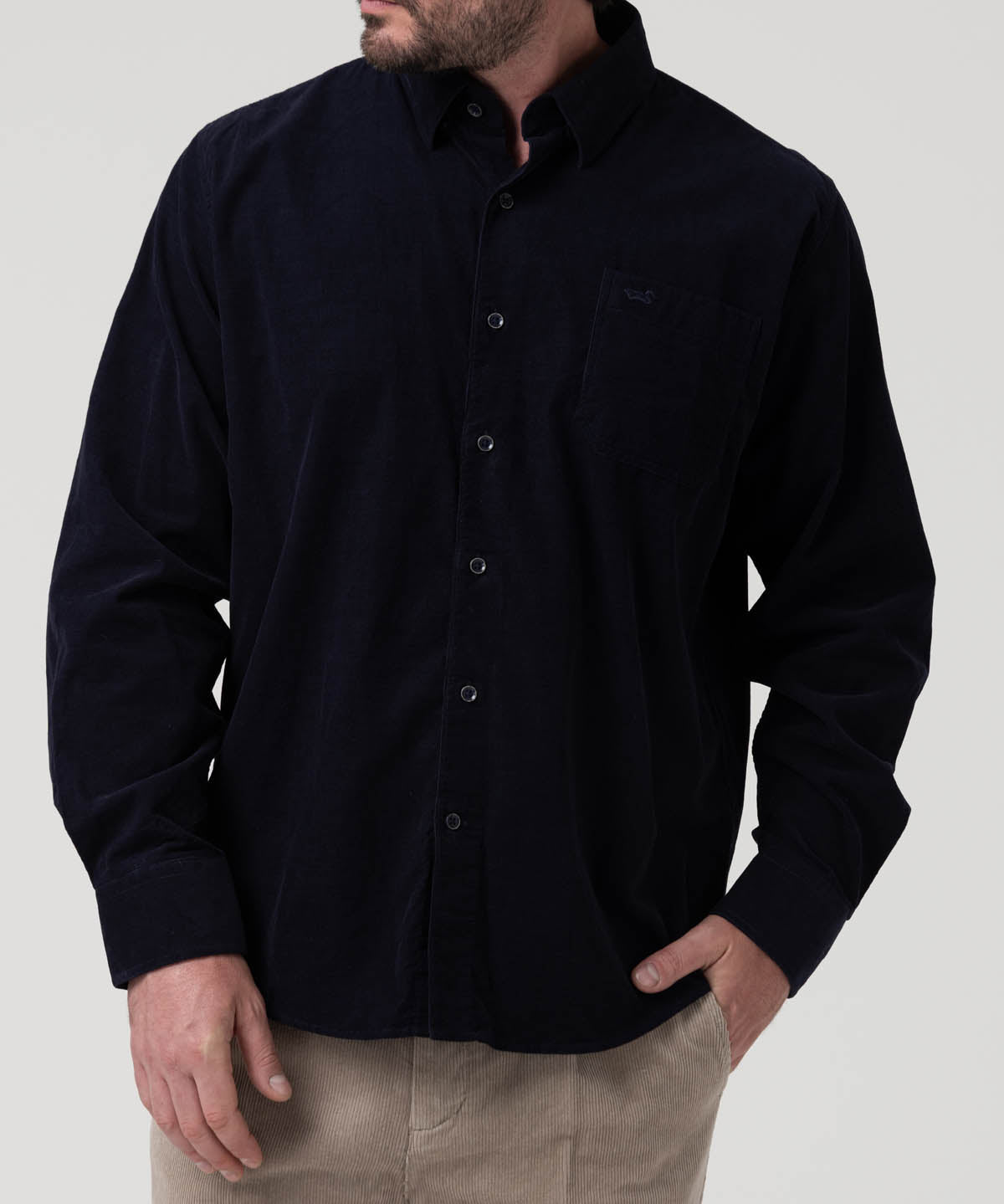 Camisa Algodón Orgánico Hombre Corduroy Azul Rockford