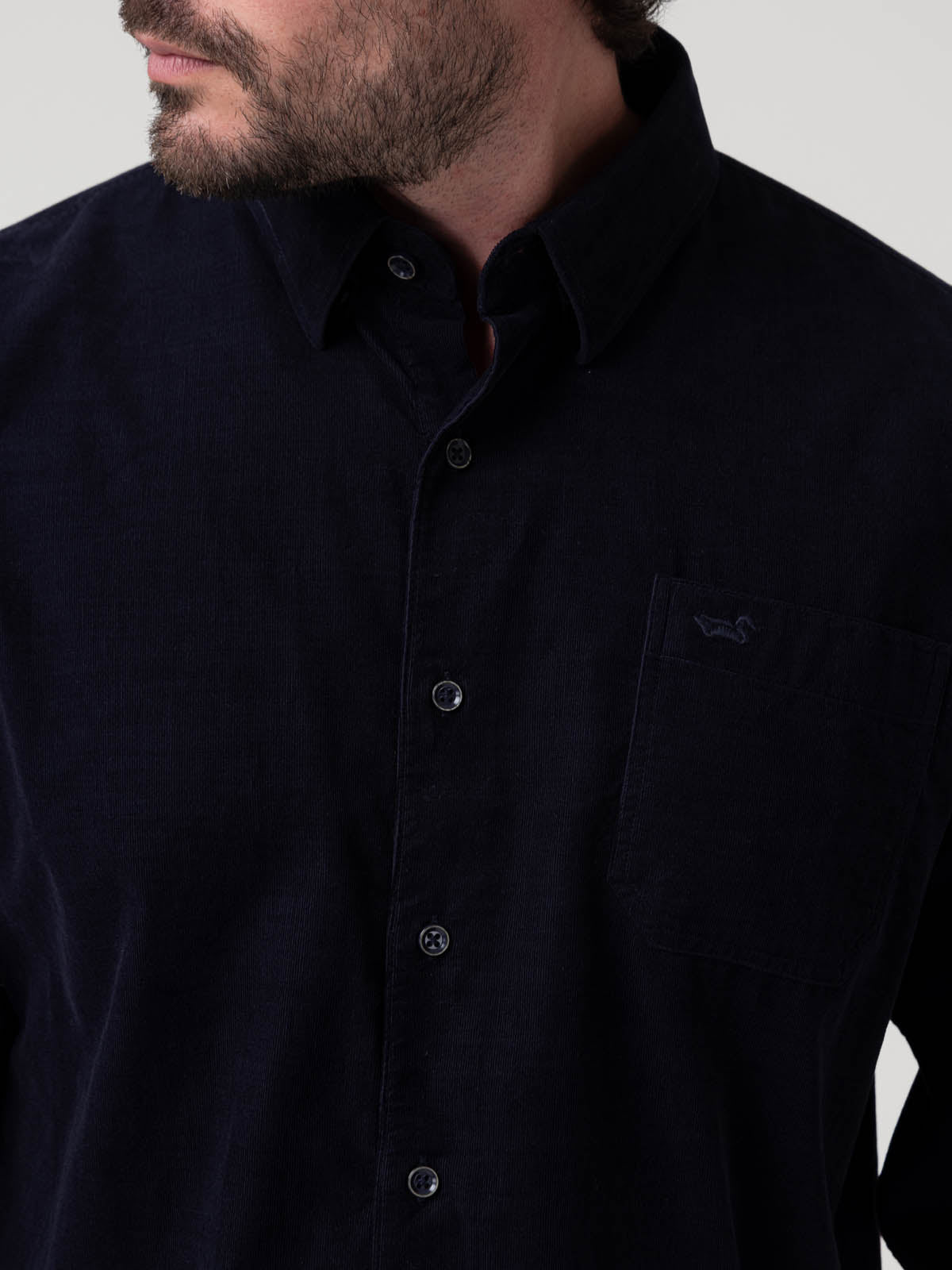 Camisa Algodón Orgánico Hombre Corduroy Azul Rockford
