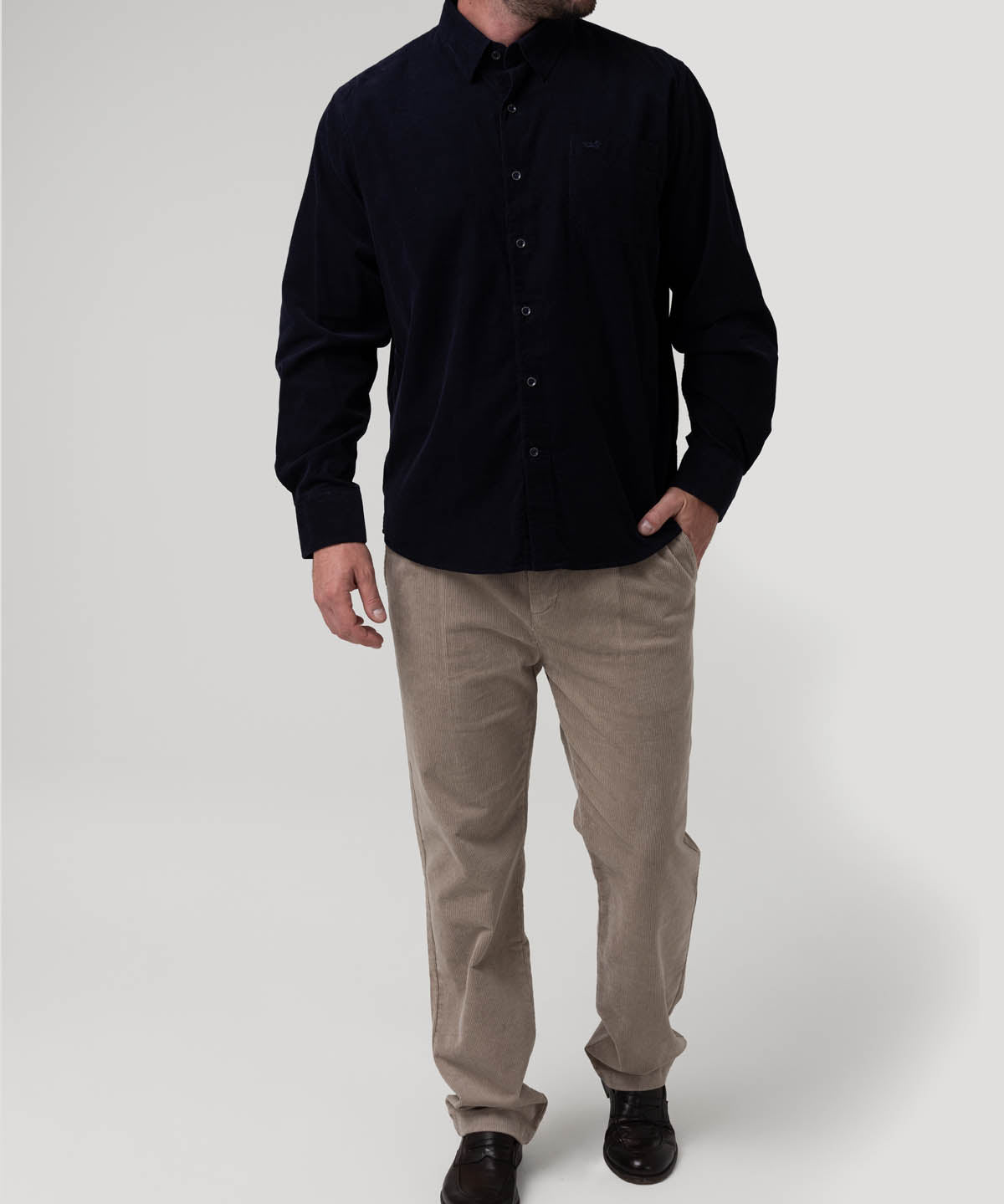 Camisa Algodón Orgánico Hombre Corduroy Azul Rockford